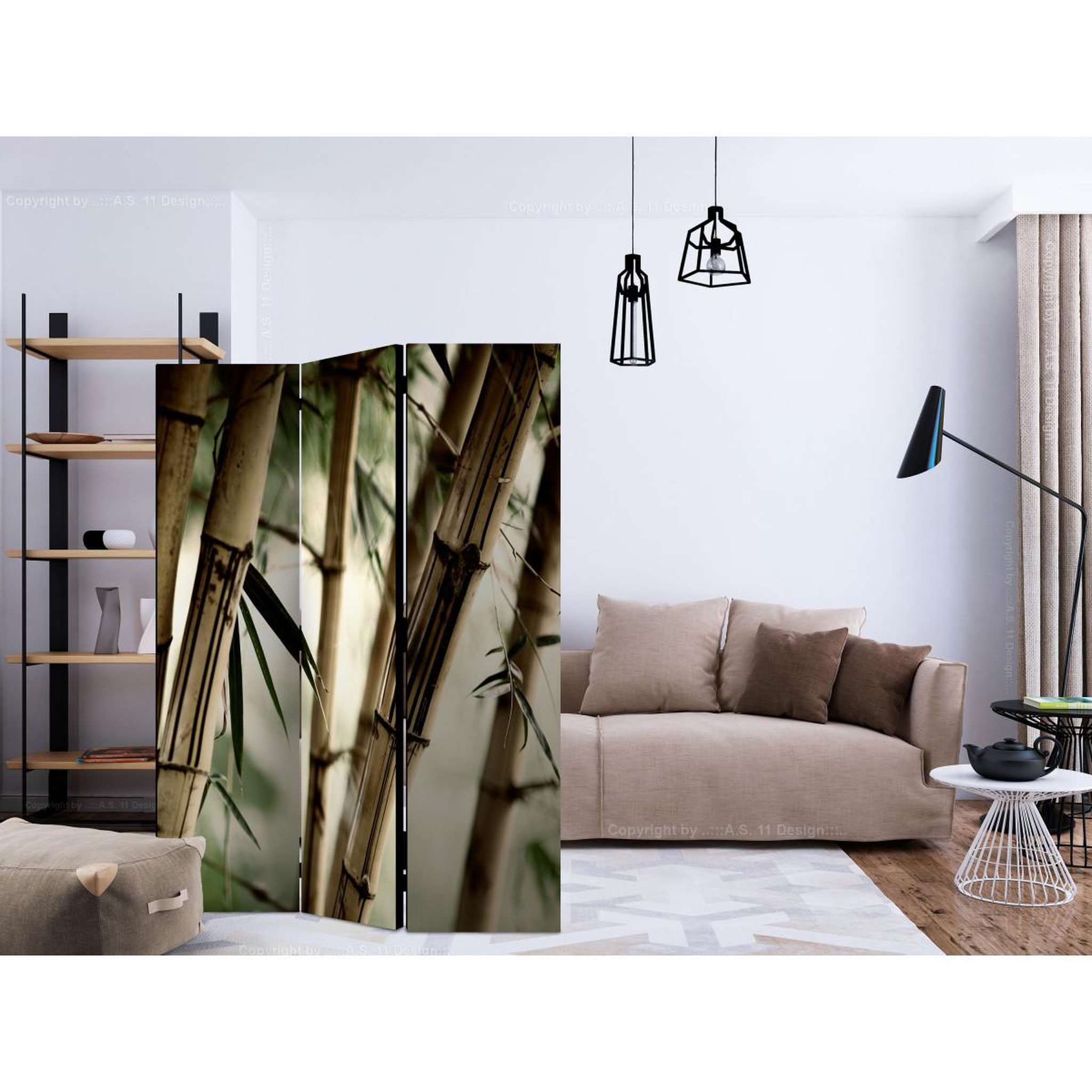 Voir la diapositive 2 : Paris Prix Paravent 3 volets  fog & bamboo forest  135x172cm