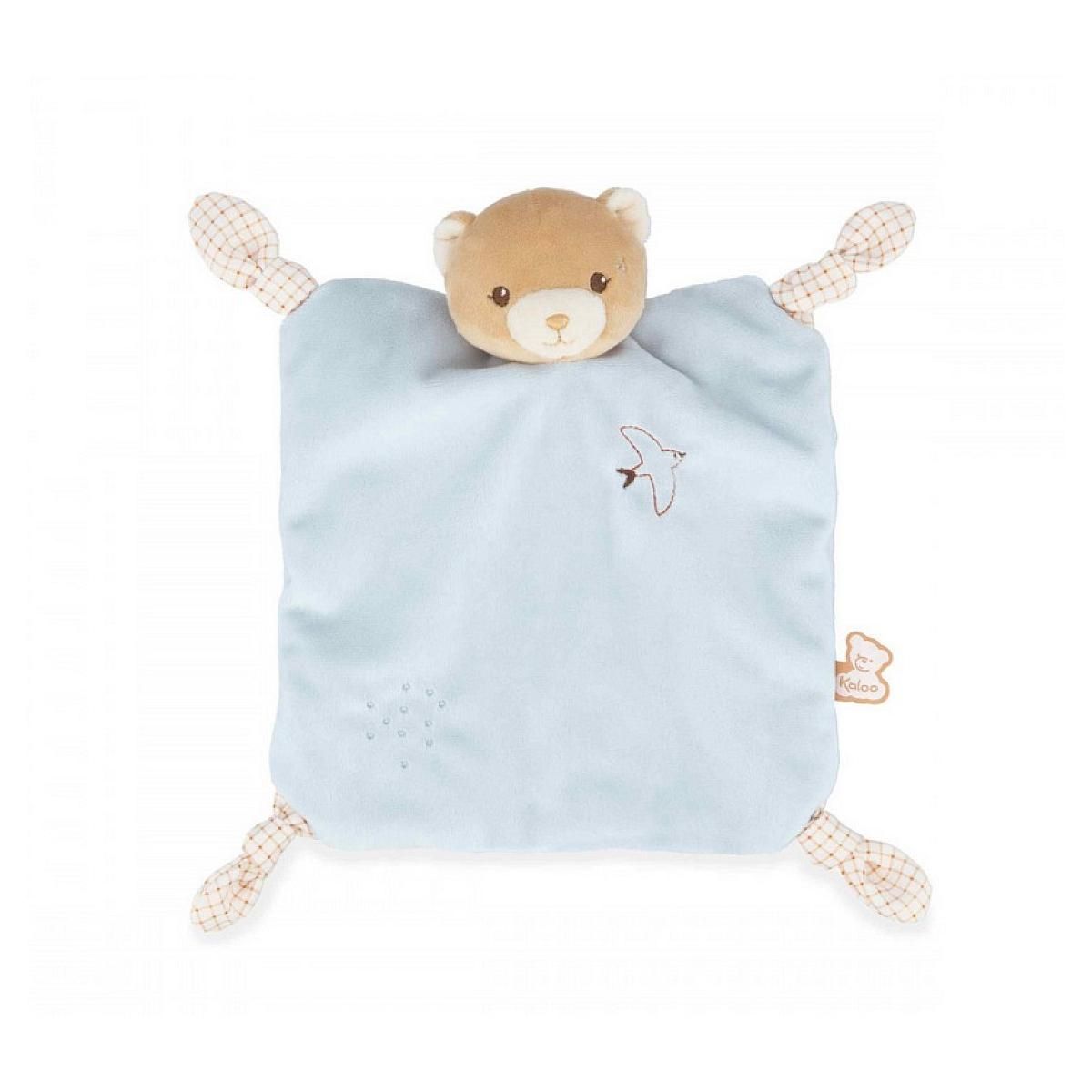 Kaloo Doudou plat Ours bleu avec boite