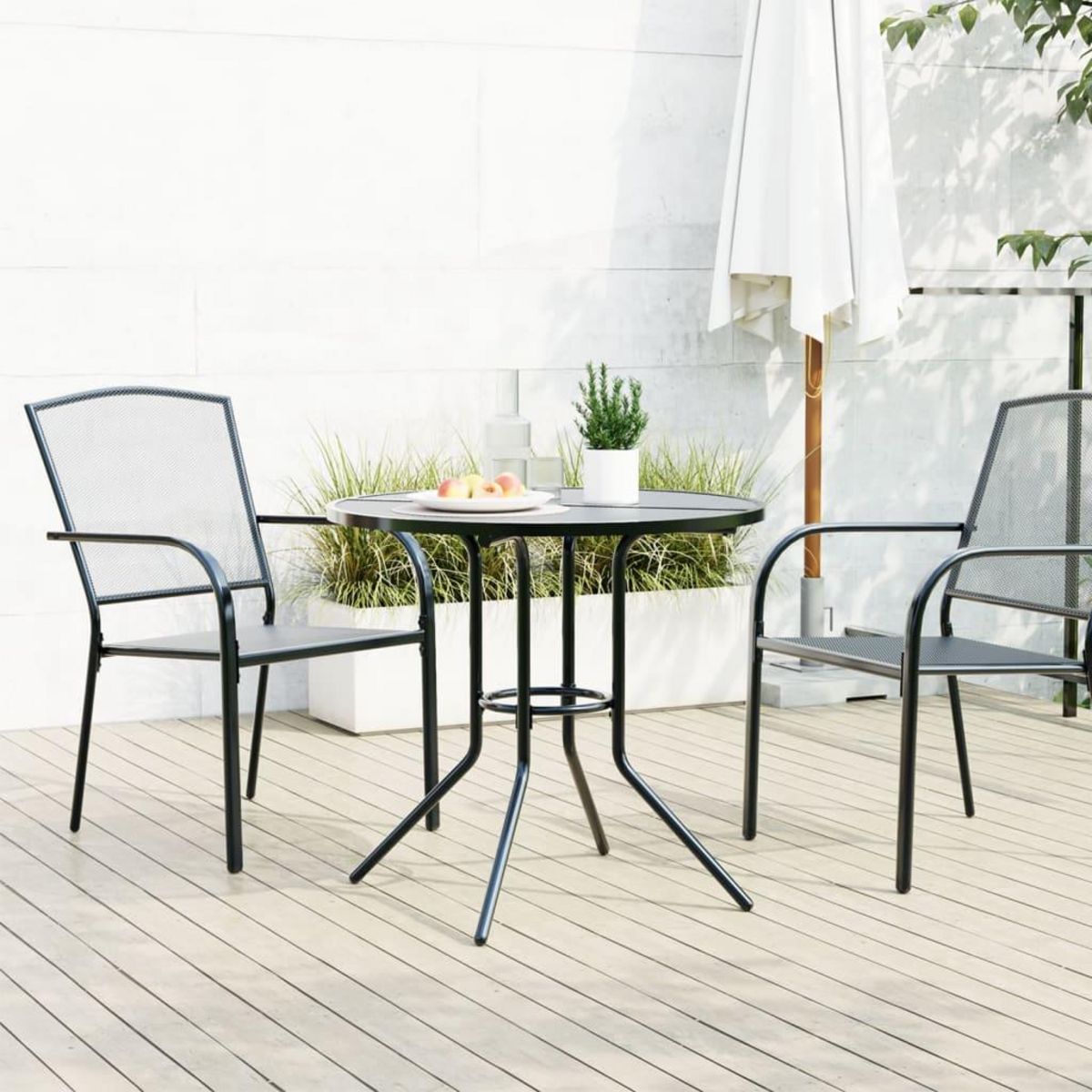 VIDAXL Table de patio ronde anthracite acier enduit de poudre