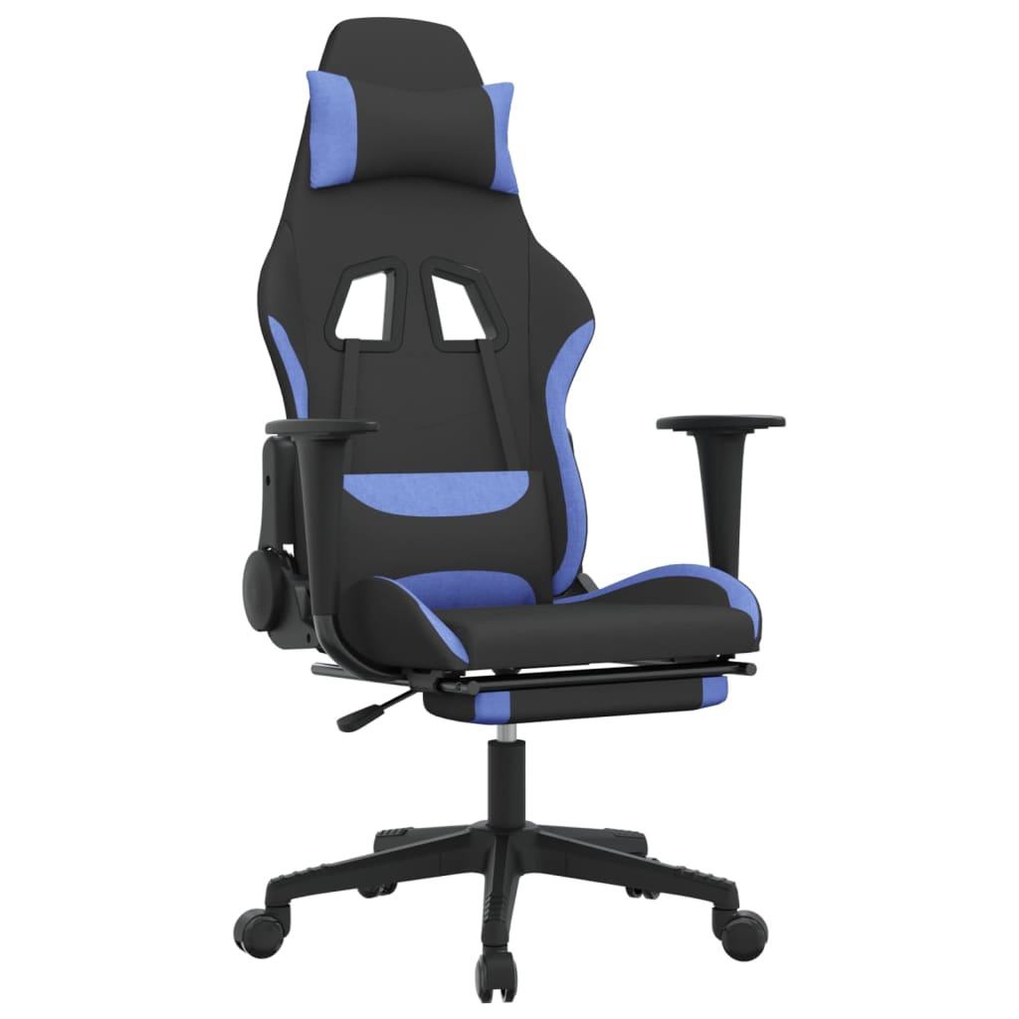 Voir la diapositive 2 : VIDAXL Chaise de jeu de massage avec repose-pied Noir et bleu Tissu