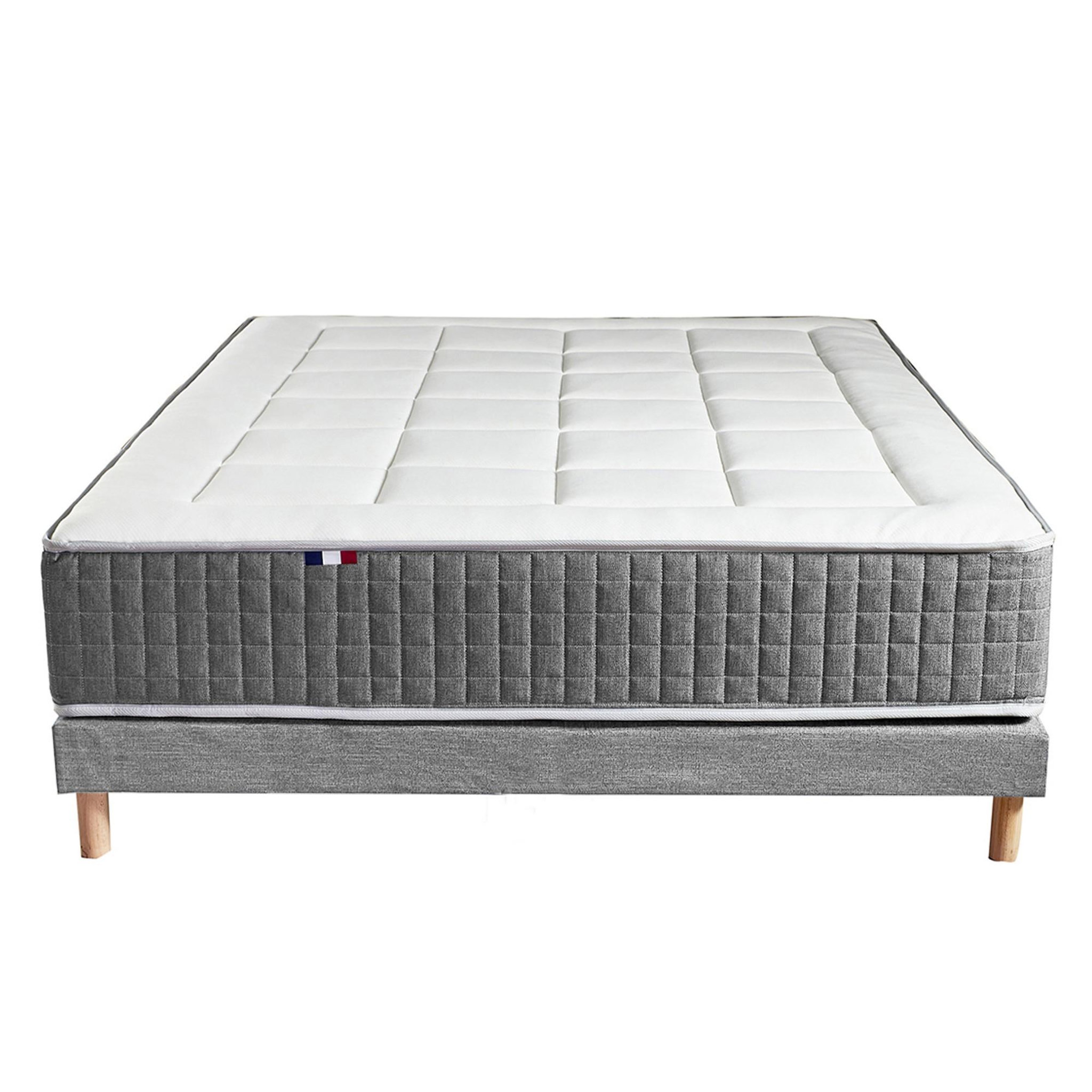 Voir la diapositive 6 : IDLITERIE Ensemble Matelas Ressort 7 zones H.28cm + Sommier + couette + oreillers Fabriqué en France MAX