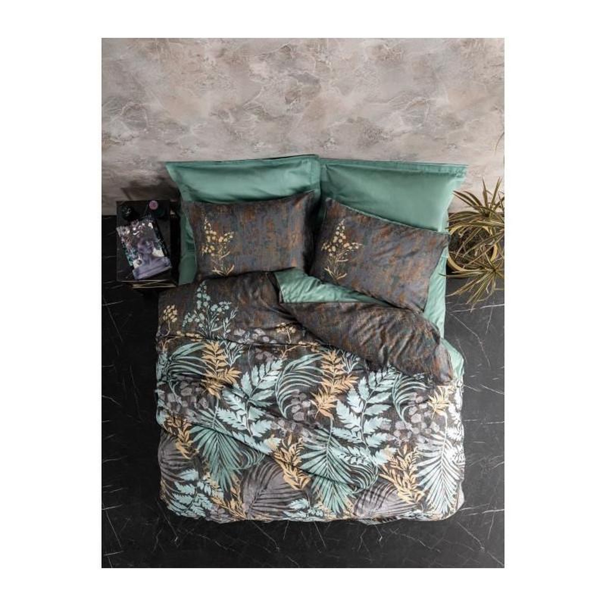 GENERIQUE Parure de lit - 129CTN63944 - 1 housse de couette 220 x 240 cm + 2 taies d'oreiller 60 x 60 cm - Satiné 100% coton - Menthe