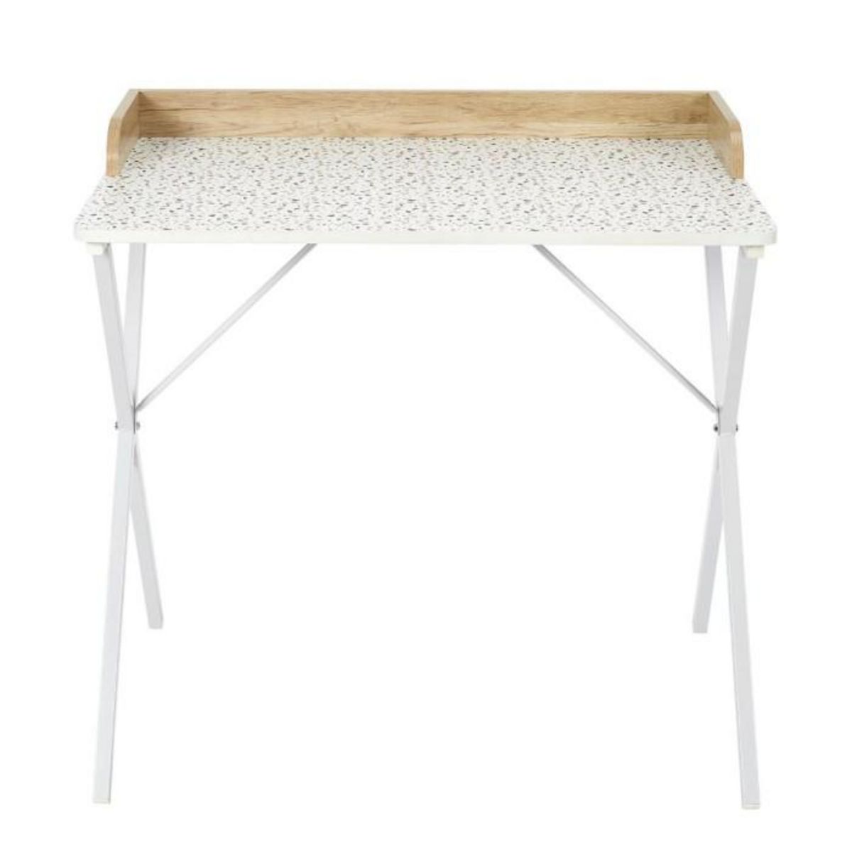 Paris Prix Bureau Design Effet  Terrazzo  84cm Blanc & Naturel