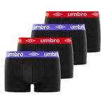 UMBRO Lot de 4 Boxers coton homme uni ceinture colorées. Coloris disponibles : Noir