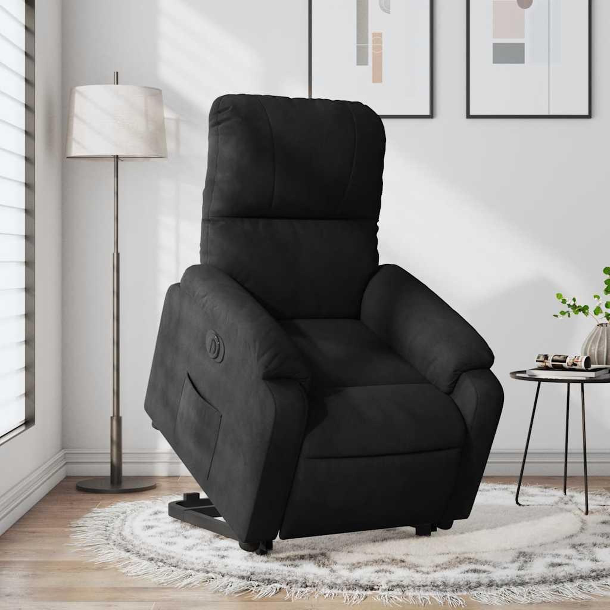 Voir la diapositive 5 : VIDAXL Fauteuil inclinable electrique noir tissu microfibre