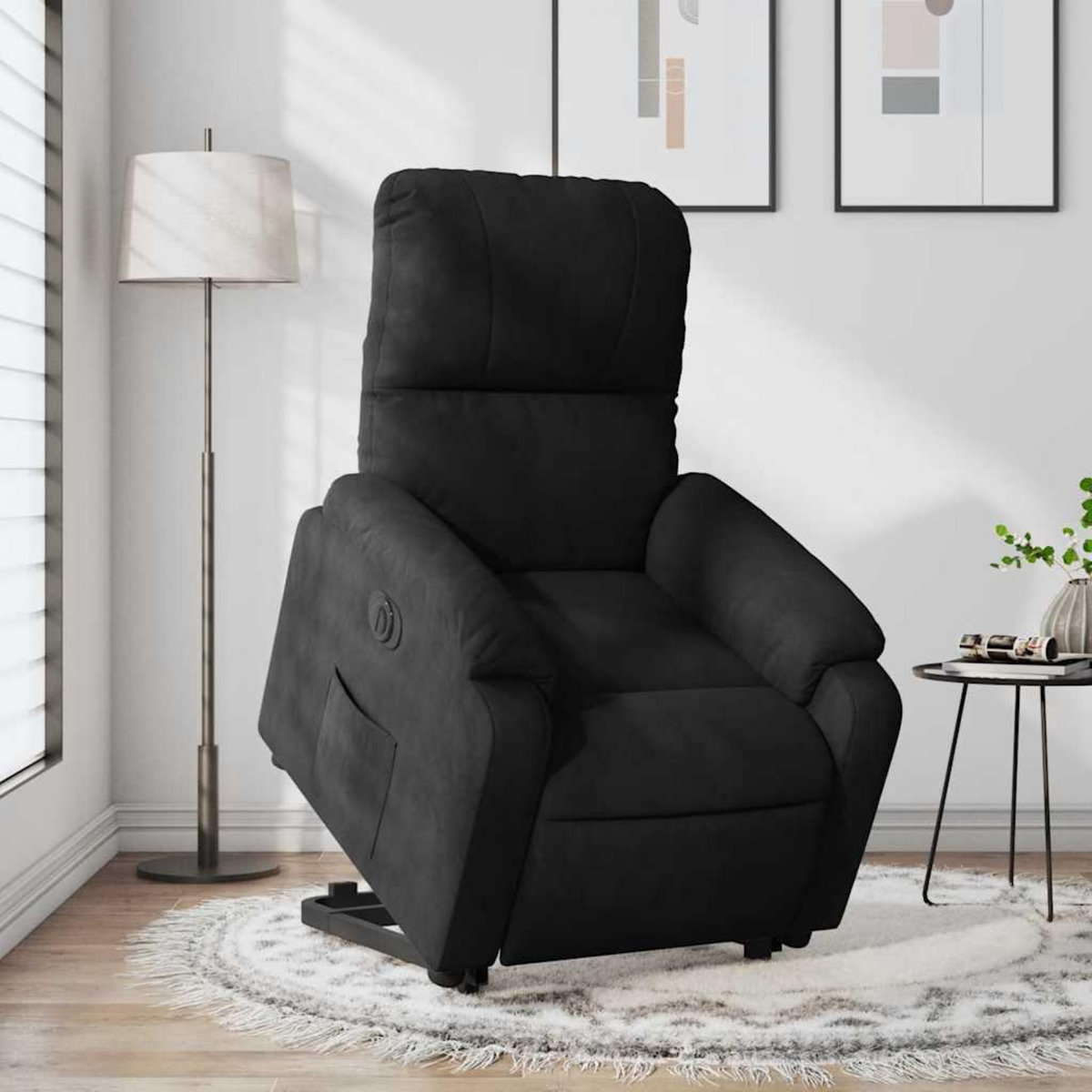 VIDAXL Fauteuil inclinable electrique noir tissu microfibre