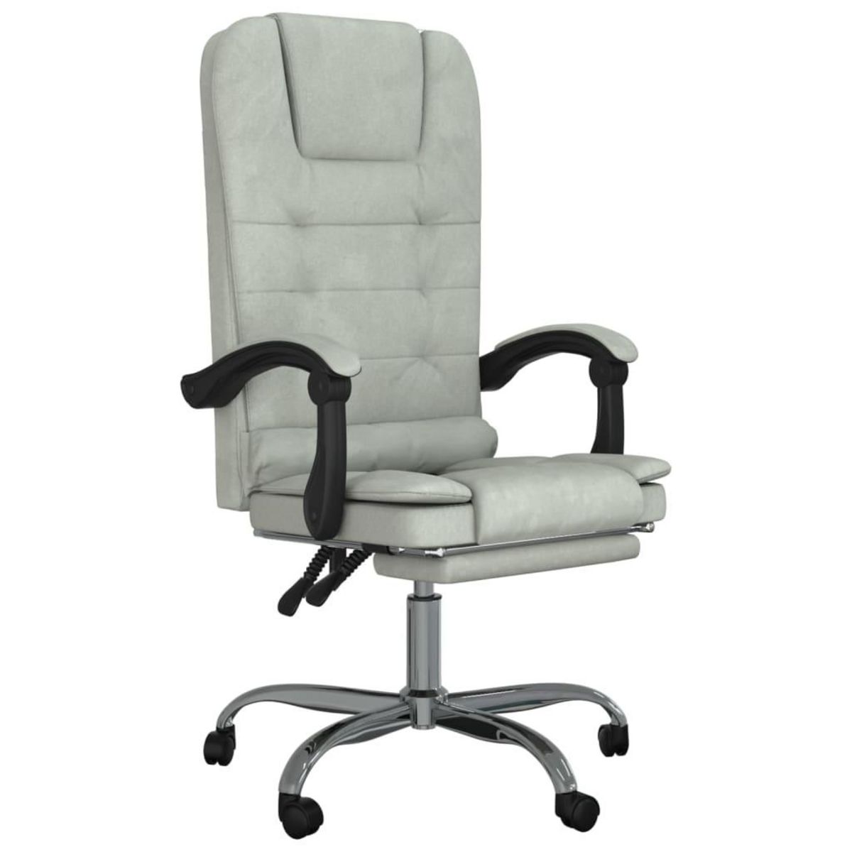 VIDAXL Fauteuil de massage inclinable de bureau Gris clair Velours