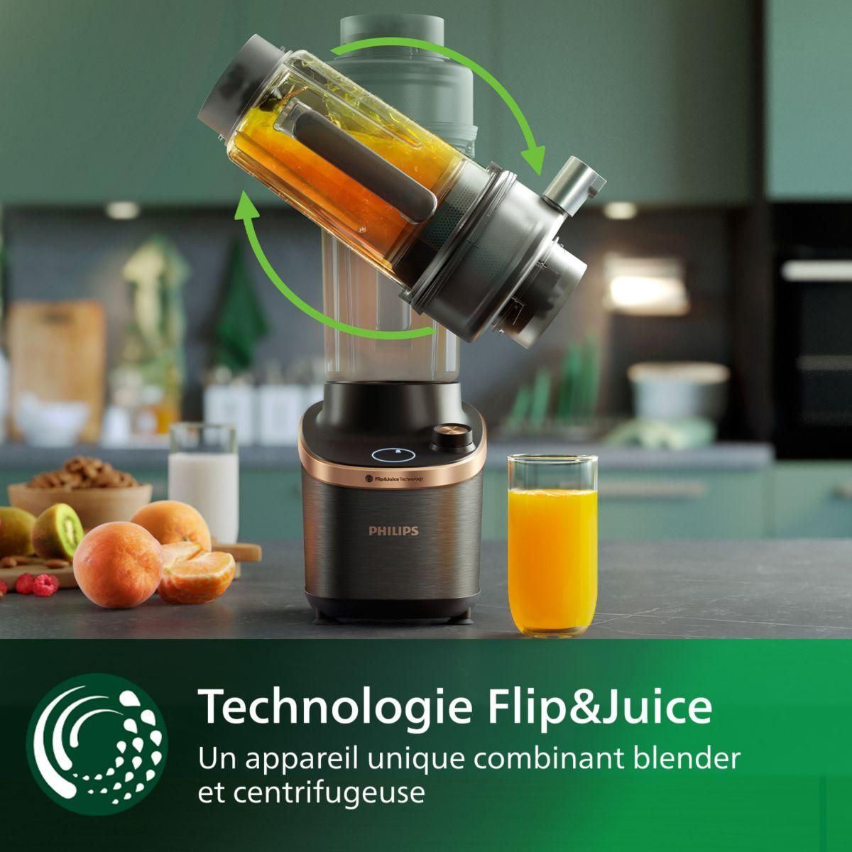 Philips Blender HR3770/00 Flip&Juice 2-1 avec extracteur de jus Série 7000 2L, 1500W