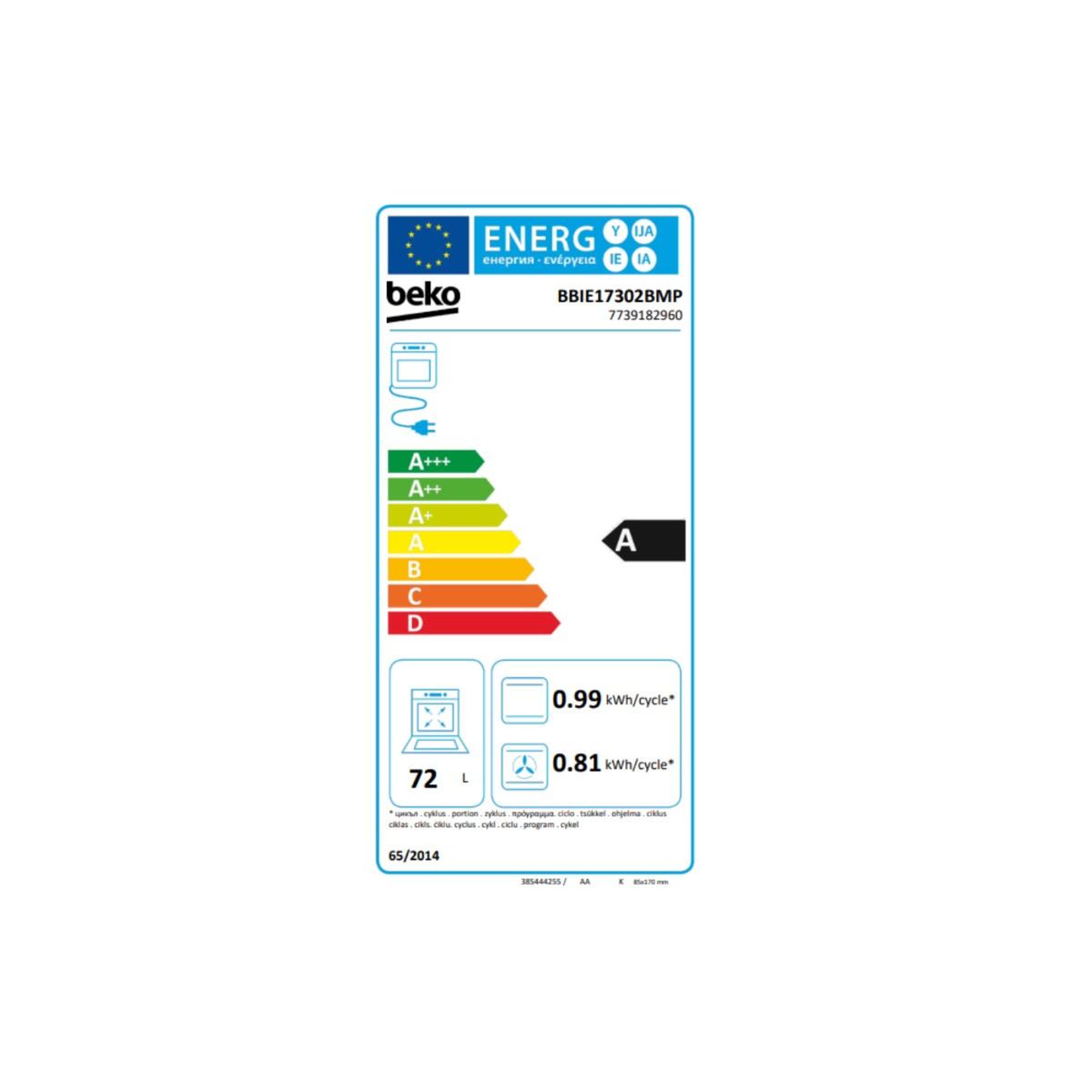 Voir la diapositive 2 : Beko Four intégrable multifonction 72l 60cm pyrolyse noir - bbie17302bmp