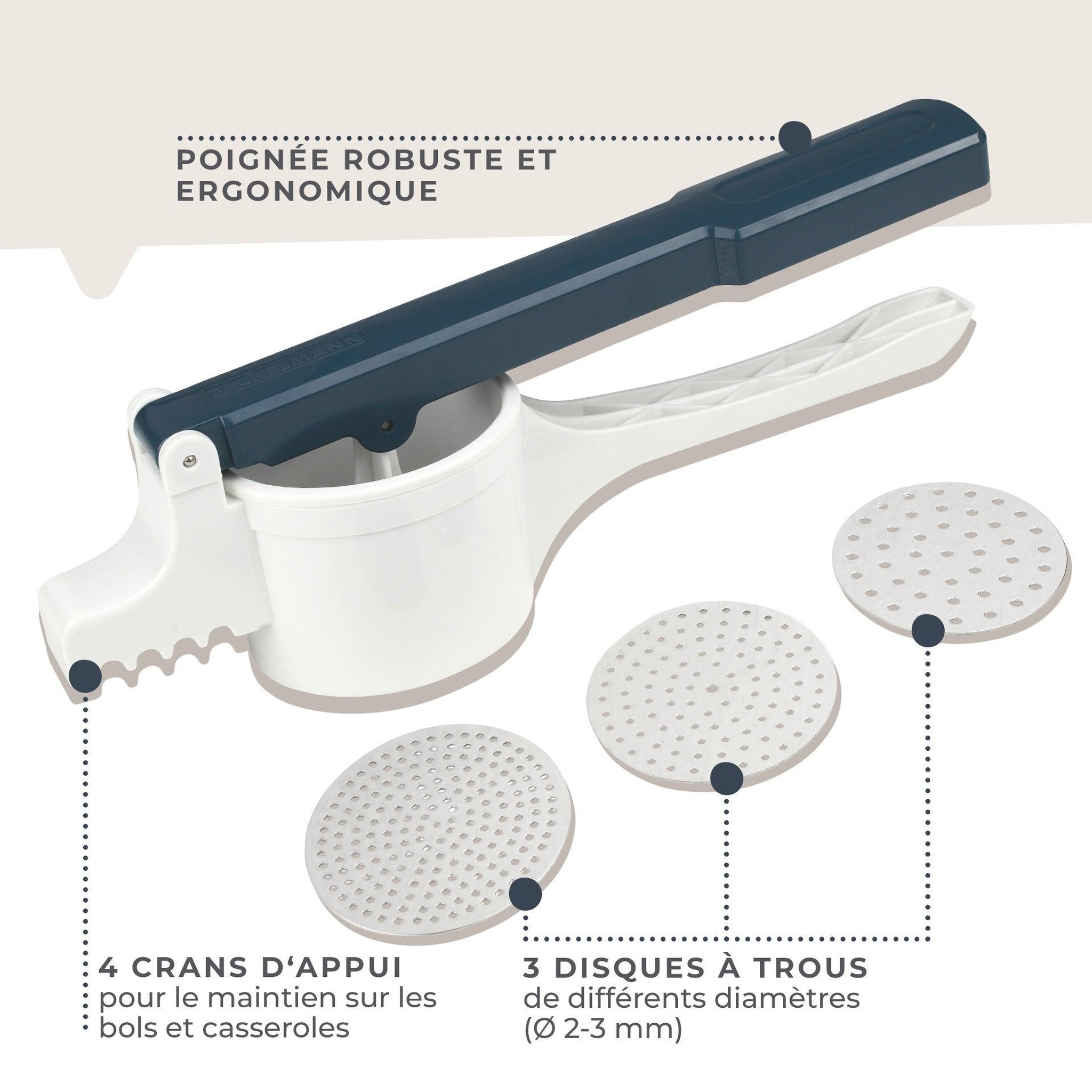Voir la diapositive 4 : Fackelmann Presse purée et spaetzle manuel fackelmann easy prepare
