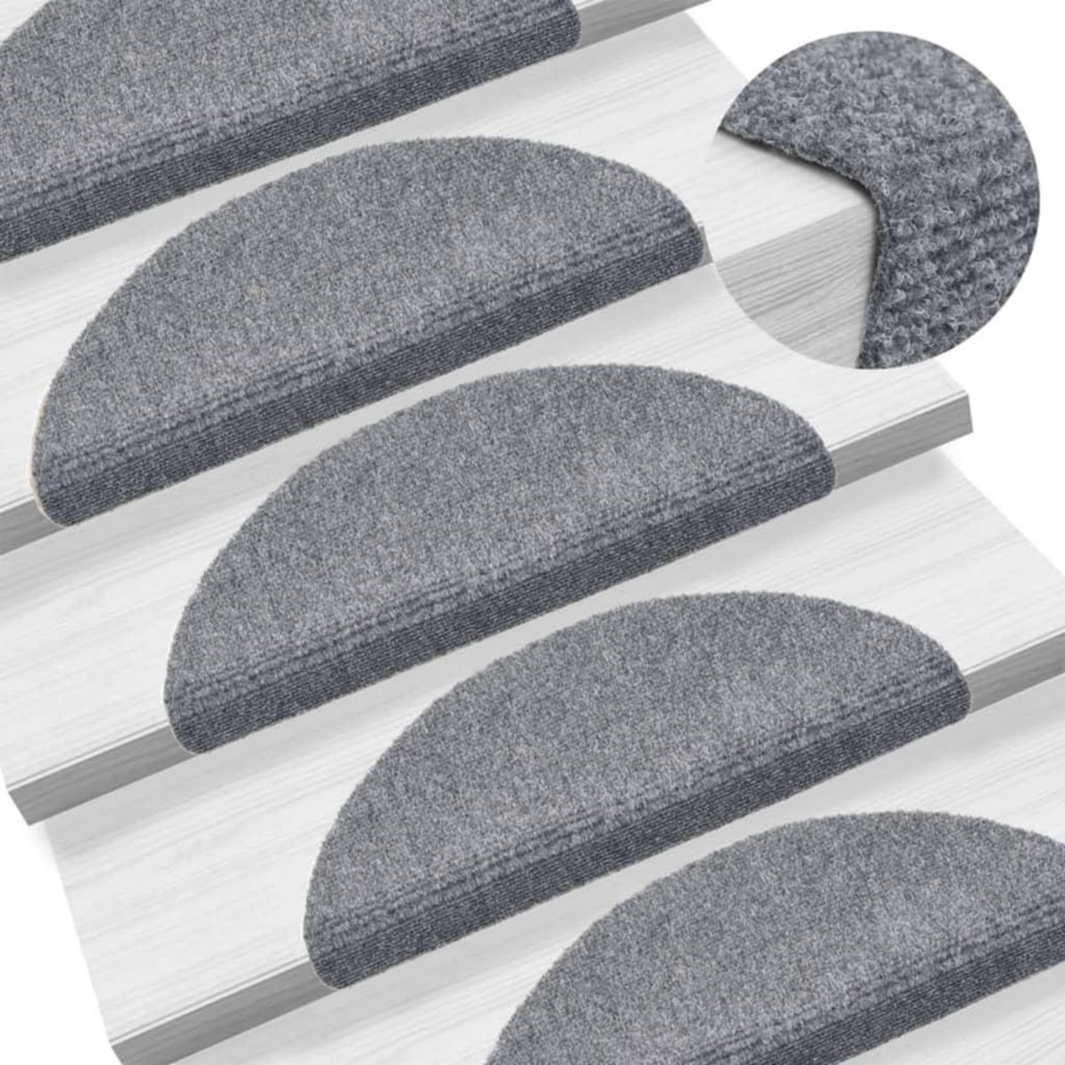 VIDAXL Tapis autoadhesifs de marches 10 pcs Gris clair 56x17x3 cm