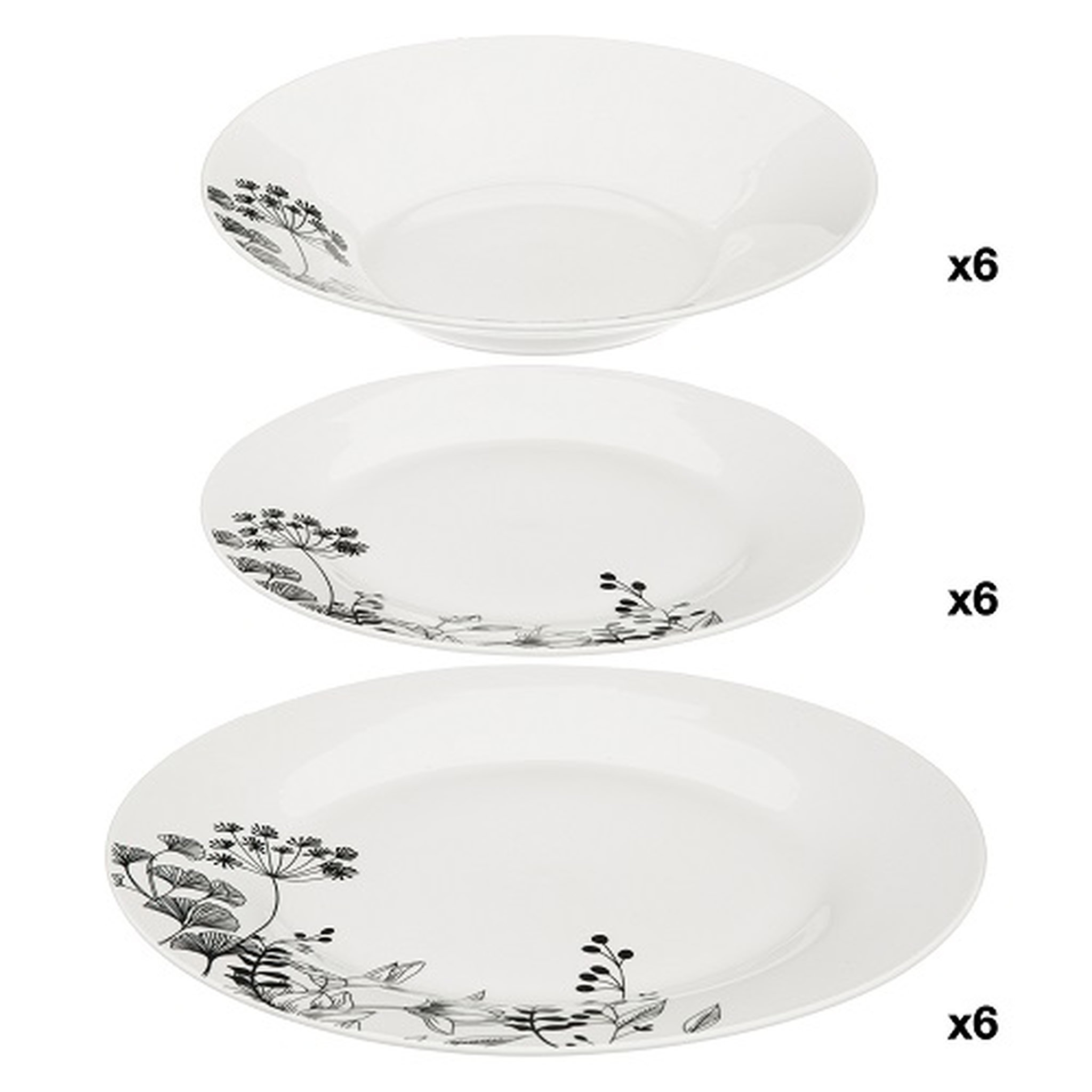 Voir la diapositive 1 : Services d'assiettes 18 pièces porcelaine FLORAL
