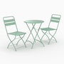 Voir la diapositive 1 : Rendez vous déco Table ronde et chaises de jardin pliantes 2 places en métal vert-Yumi
