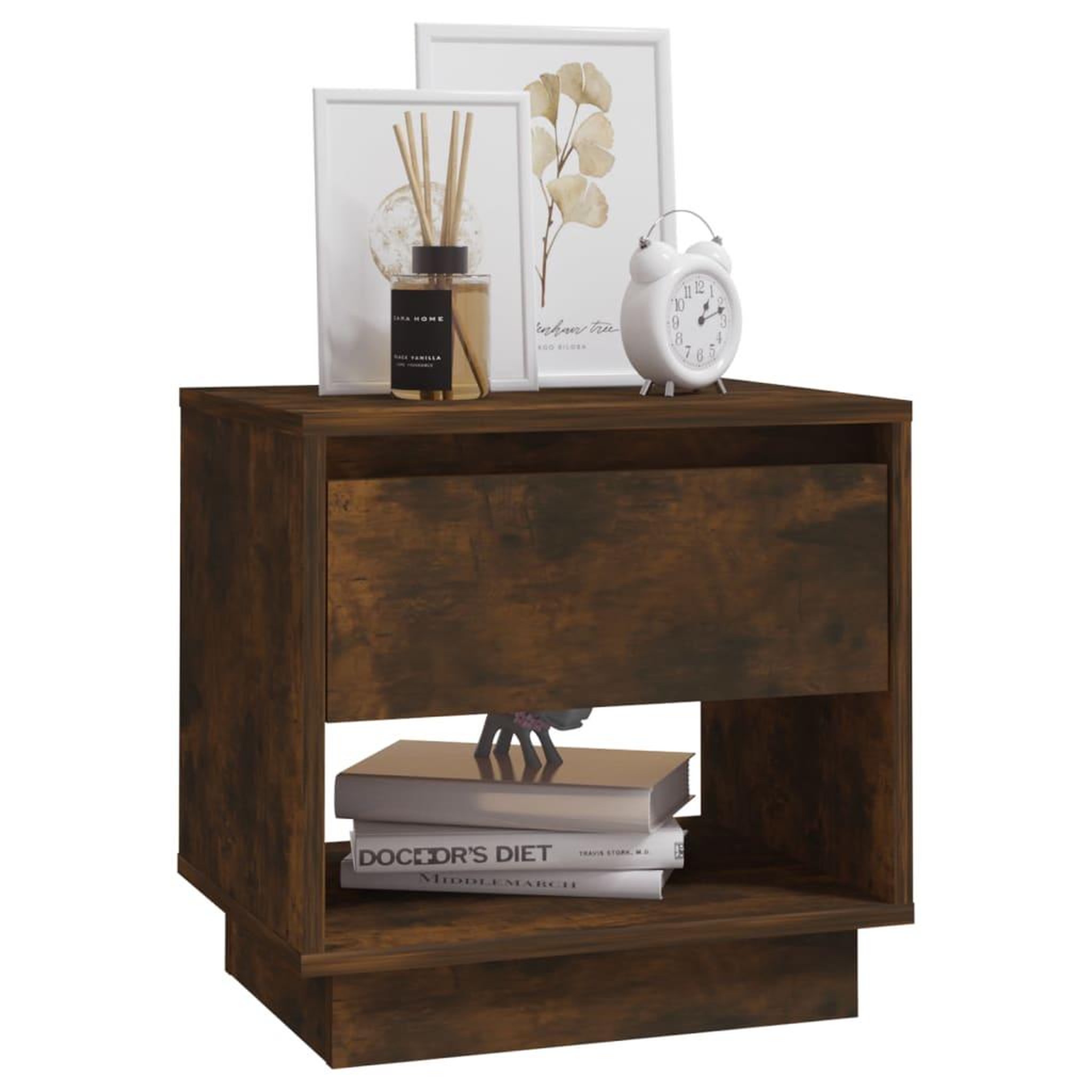 Voir la diapositive 3 : VIDAXL Table de chevet Chene fume 45x34x44 cm Bois d'ingenierie