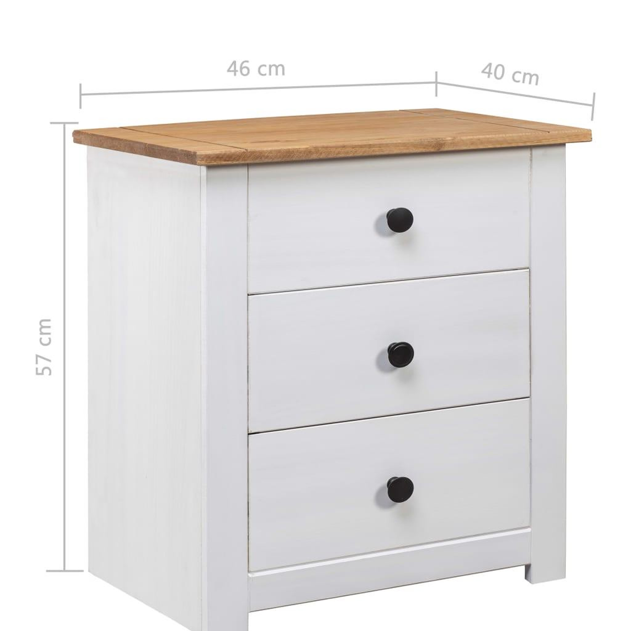 Voir la diapositive 6 : VIDAXL Table de chevet Blanc 46x40x57 cm Pin Gamme Panama