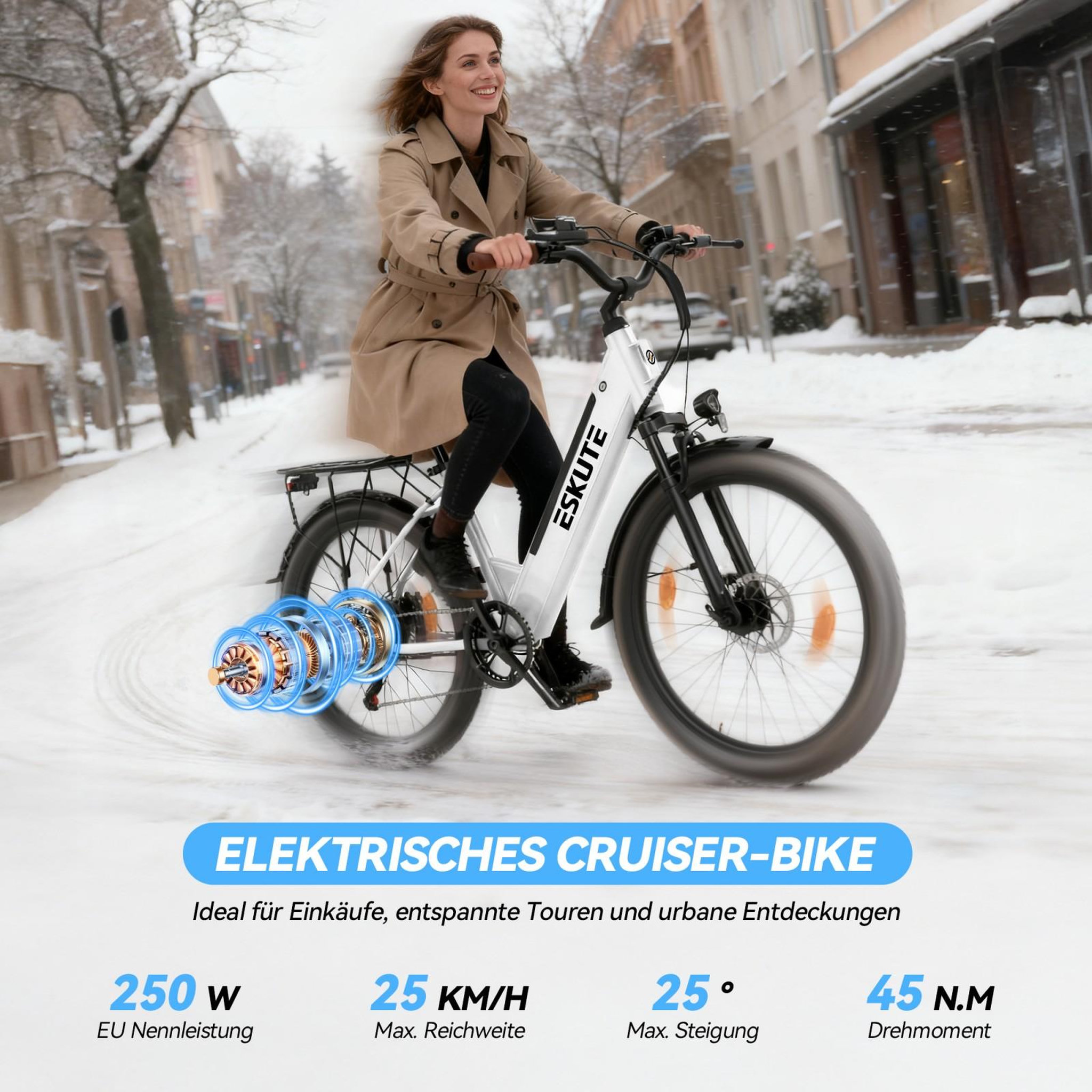 Voir la diapositive 4 : ESKUTE Vélo électrique Eskute C100 Plus