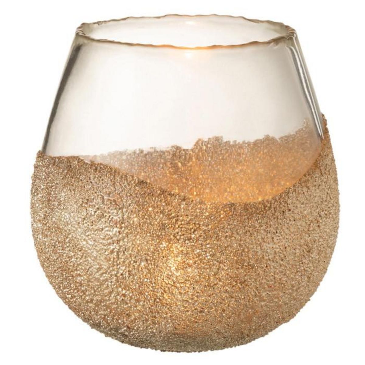 Paris Prix Photophore Rond Design  Perles  18cm Or