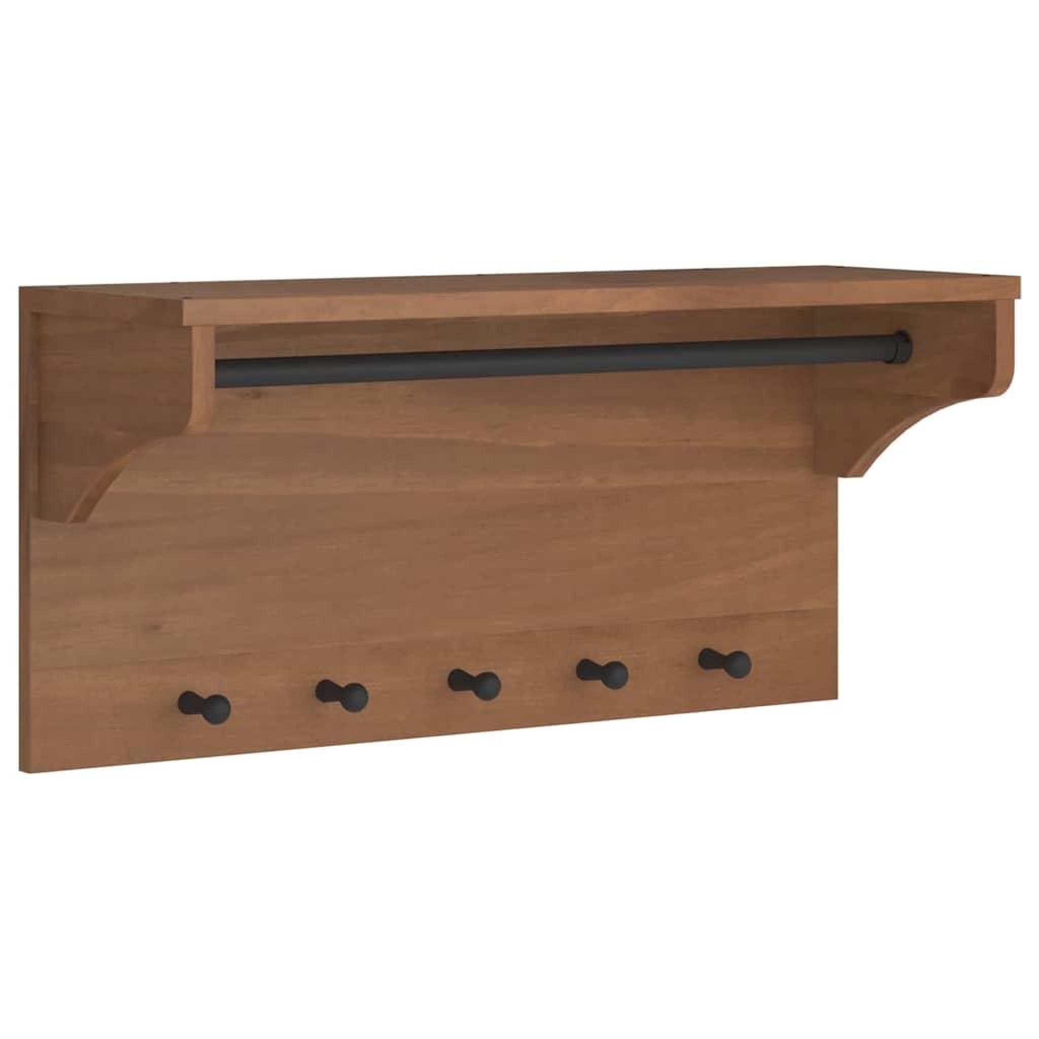 Voir la diapositive 2 : VIDAXL Porte-manteau mural SANDNES 87x30x42 cm bois massif pin