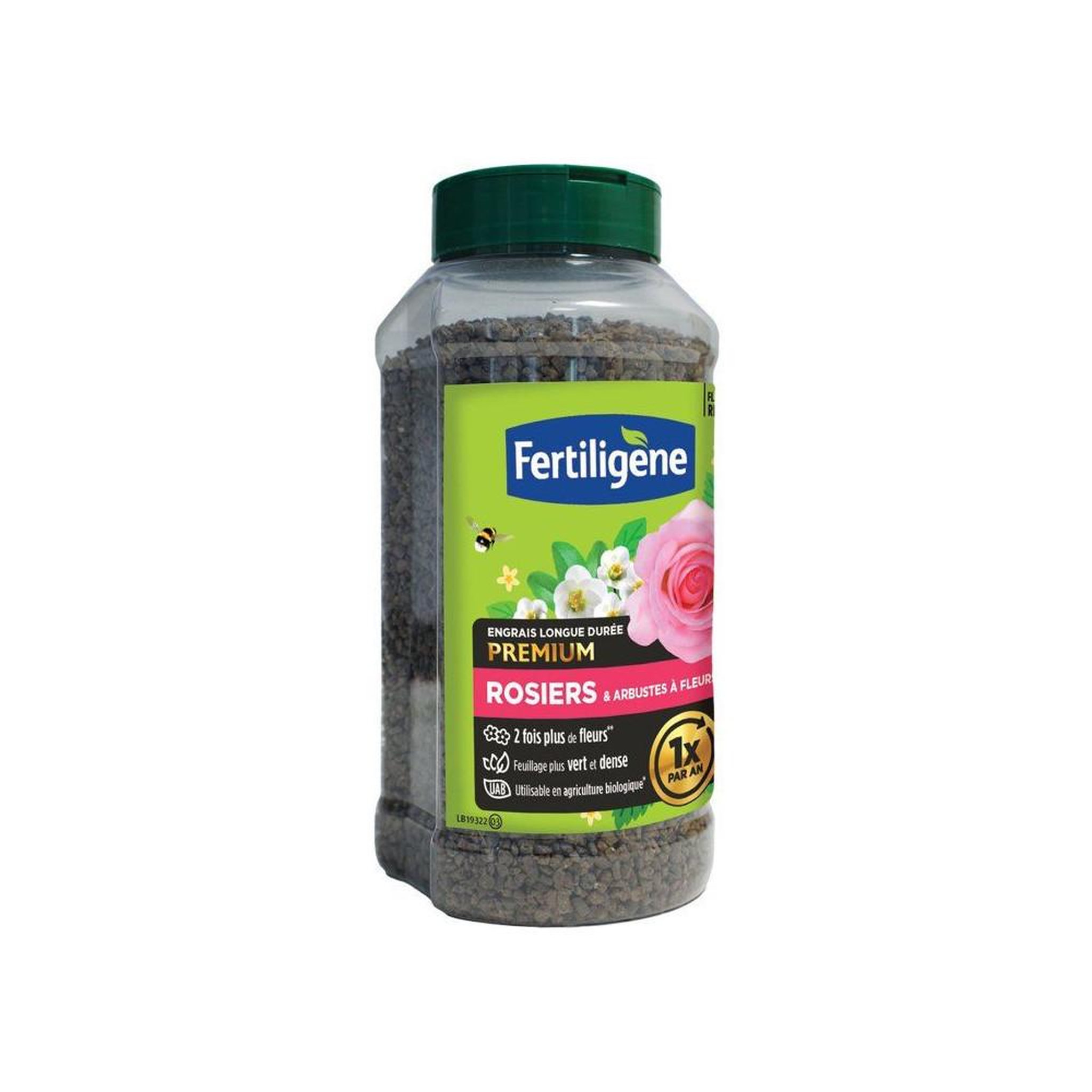 Voir la diapositive 2 : Fertiligene Fertiligene engrais longue durée premium ab/bio en granulés 600 g pour rosiers et arbustes à fleurs
