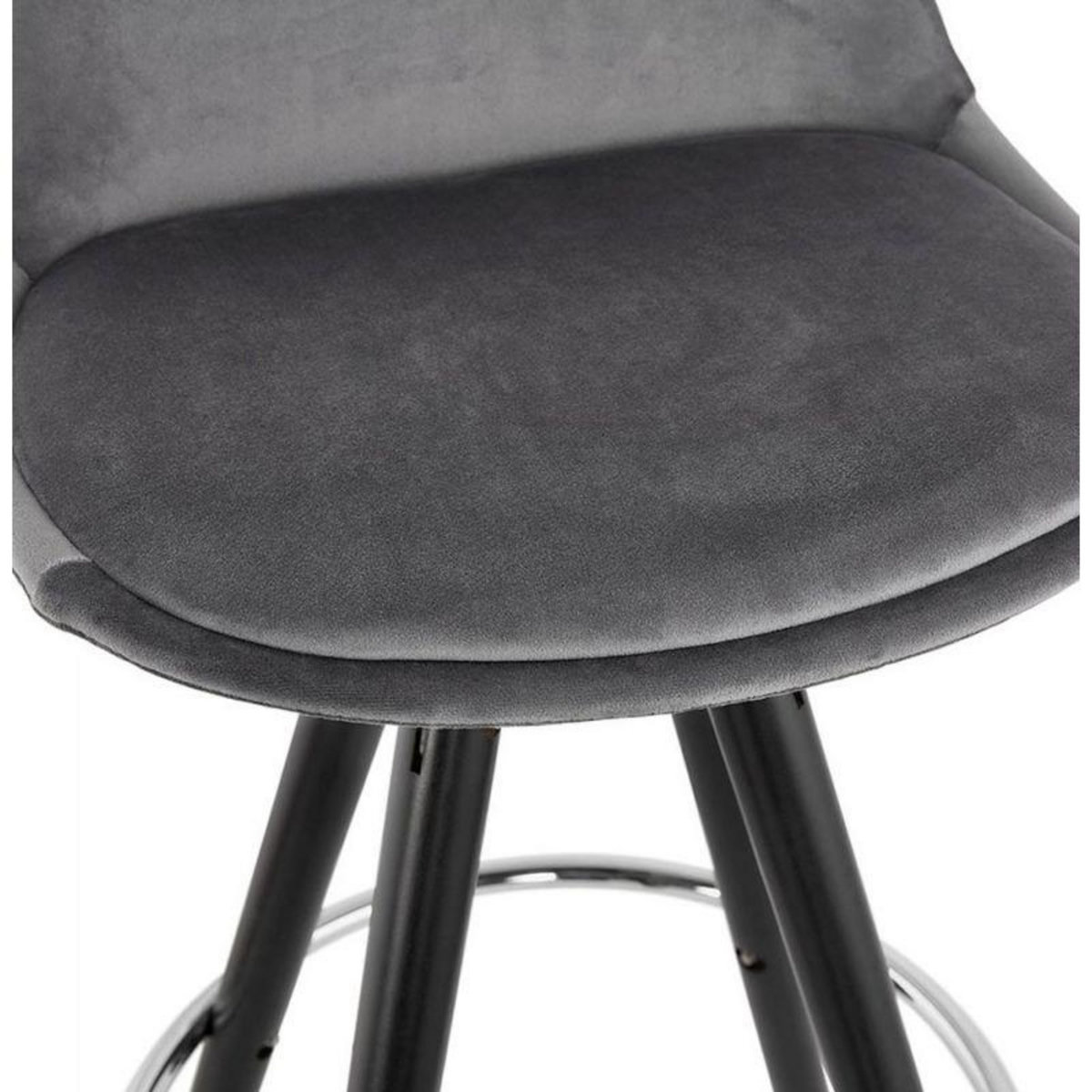 Paris Prix Tabouret de Bar Velours & Bois  Vinea  87cm Gris