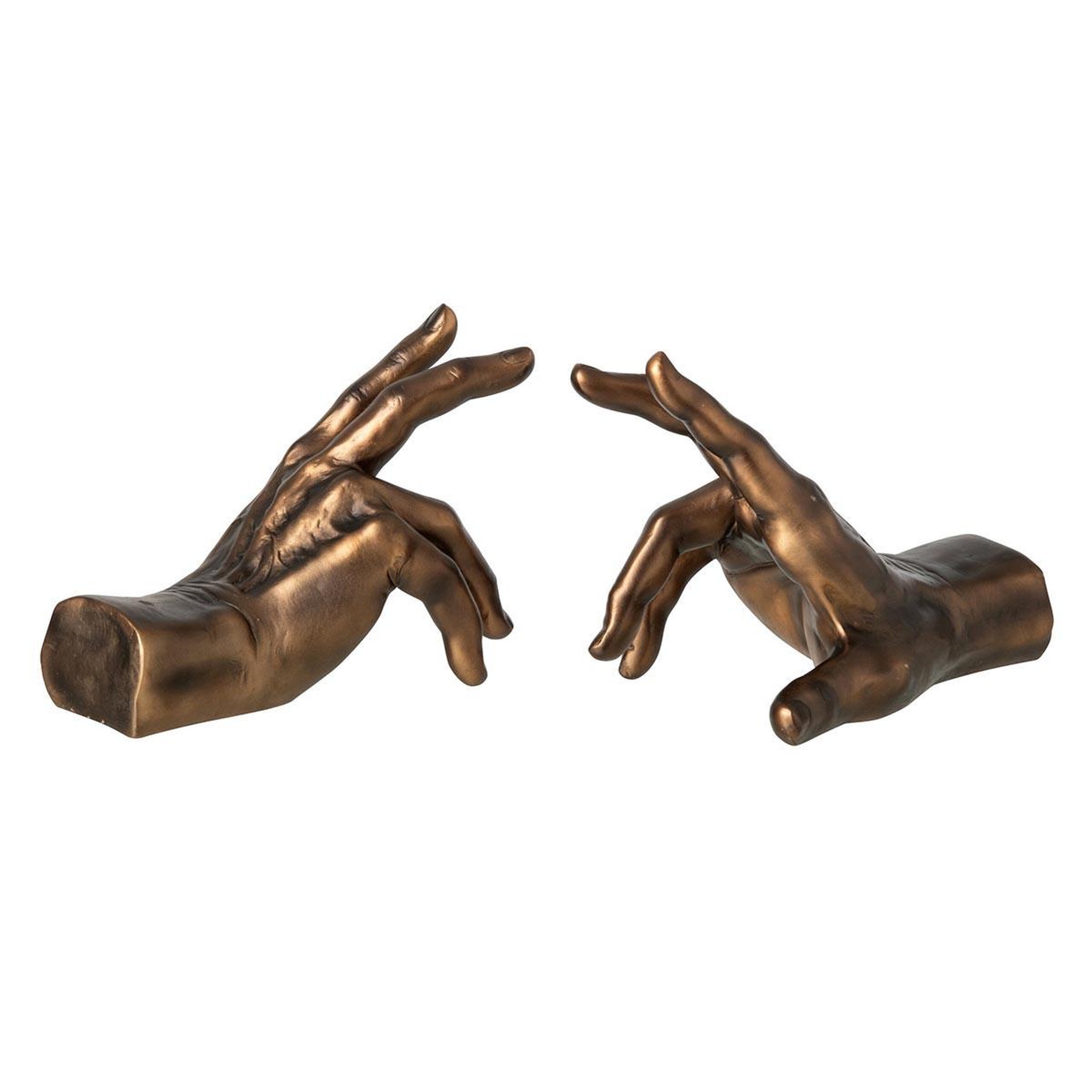 J-LINE Lot de 2 serre-livres  mains  20cm bronze