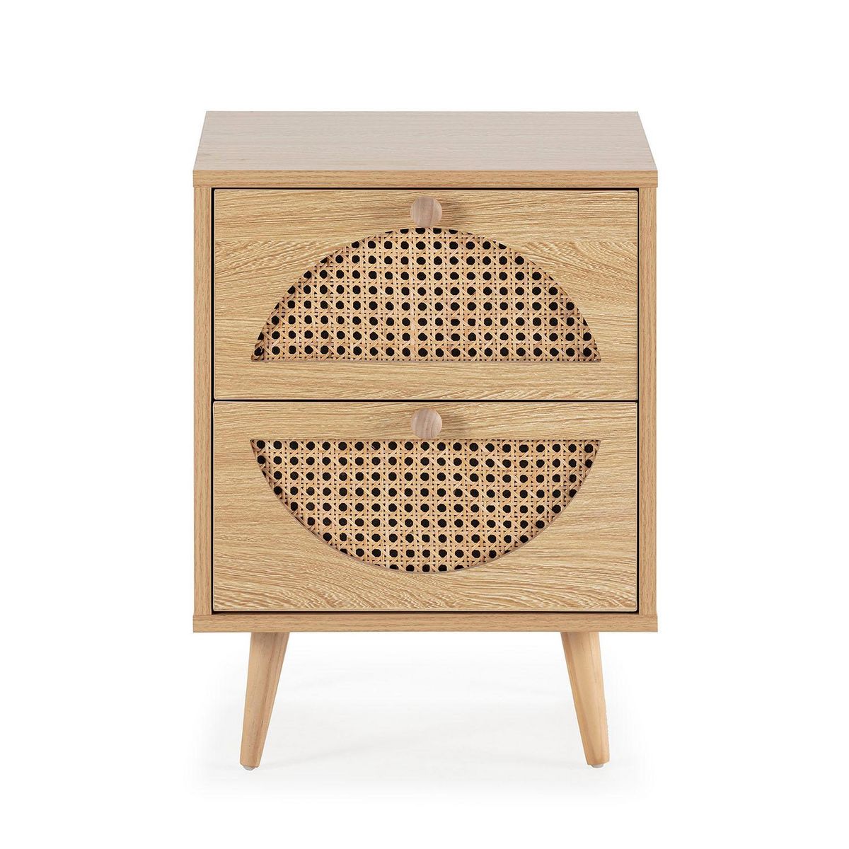 VS VENTA-STOCK Table de chevet Luna 2 tiroirs couleur chêne