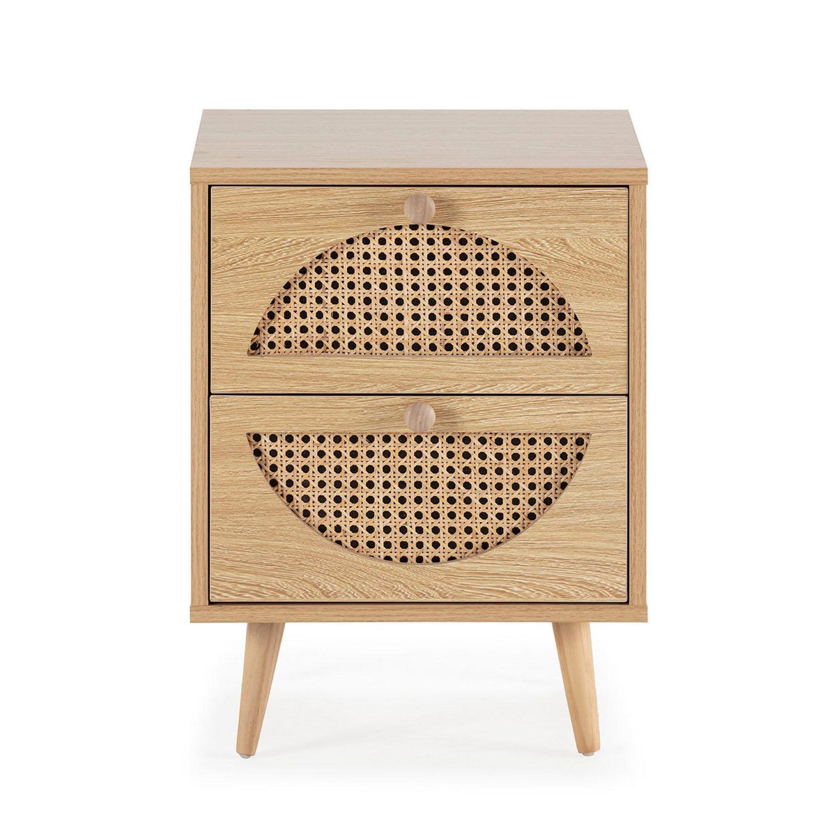 VS VENTA-STOCK Table de chevet Luna 2 tiroirs couleur chêne