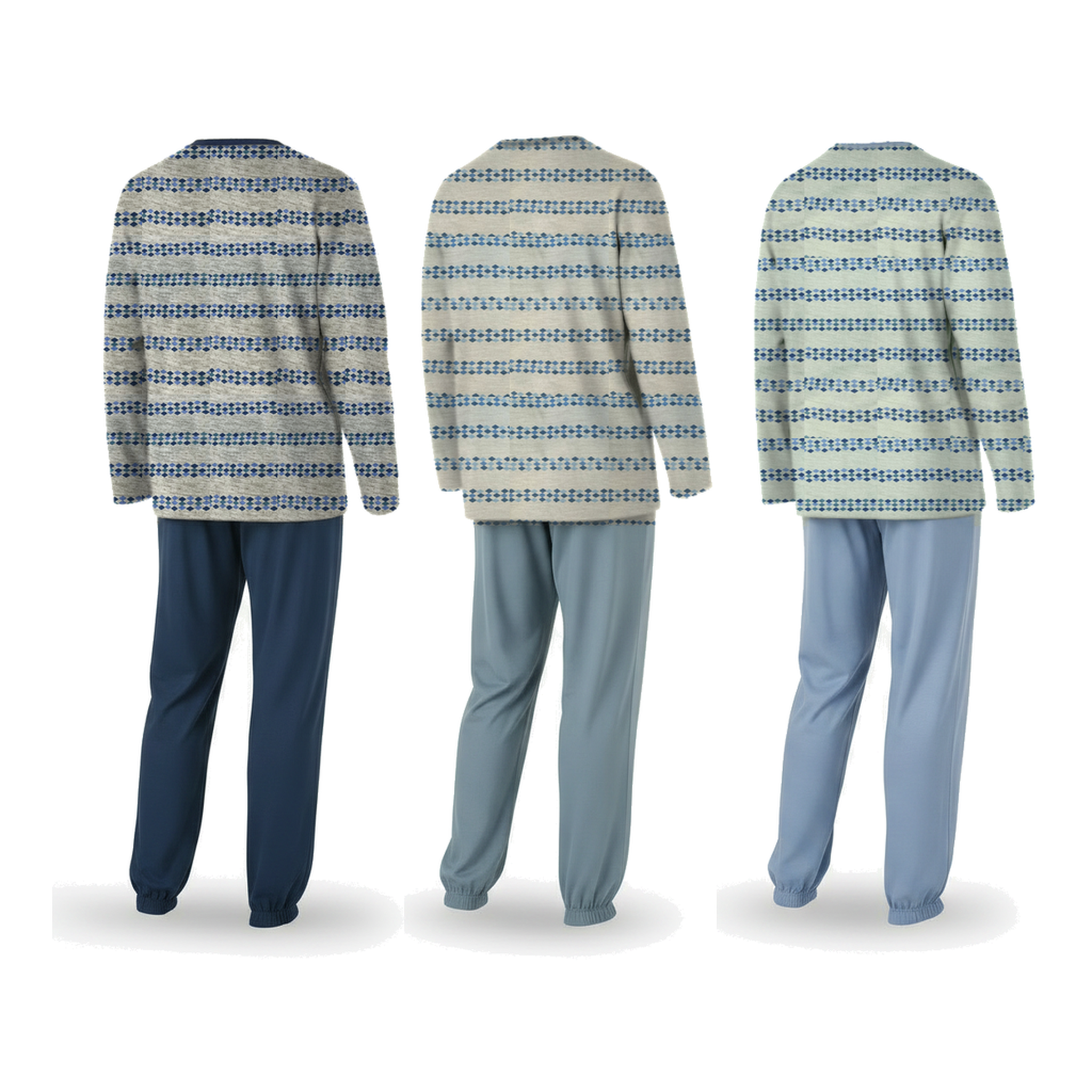Voir la diapositive 3 : OZABI OZABI Ensemble Pyjama Homme Long Pack de 3, Haut Imprimé Col Boutonné