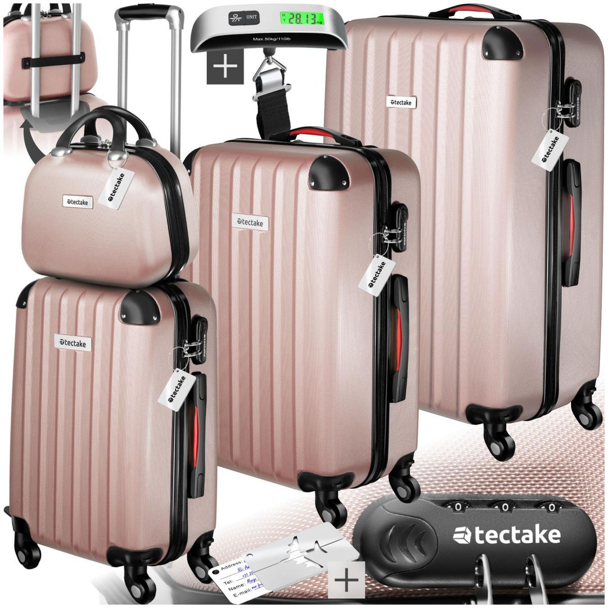 Set De Valises Rigides 4 Roulettes 760970B Rose