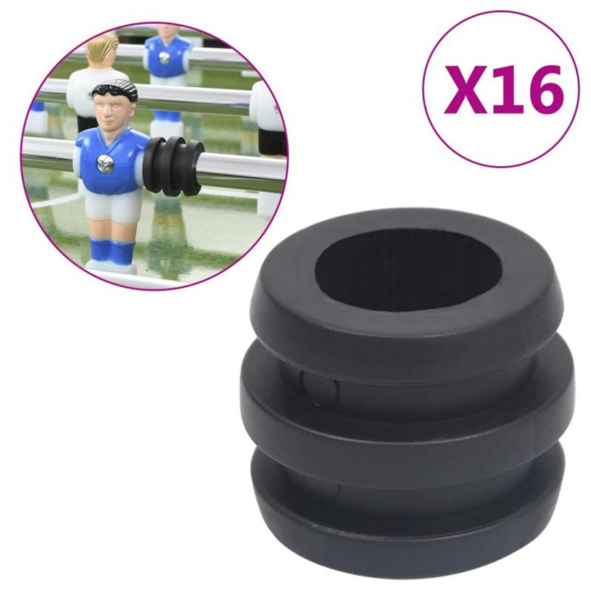 VIDAXL Butées de tige de baby foot pour tige de 15,9 16 mm 16 pcs