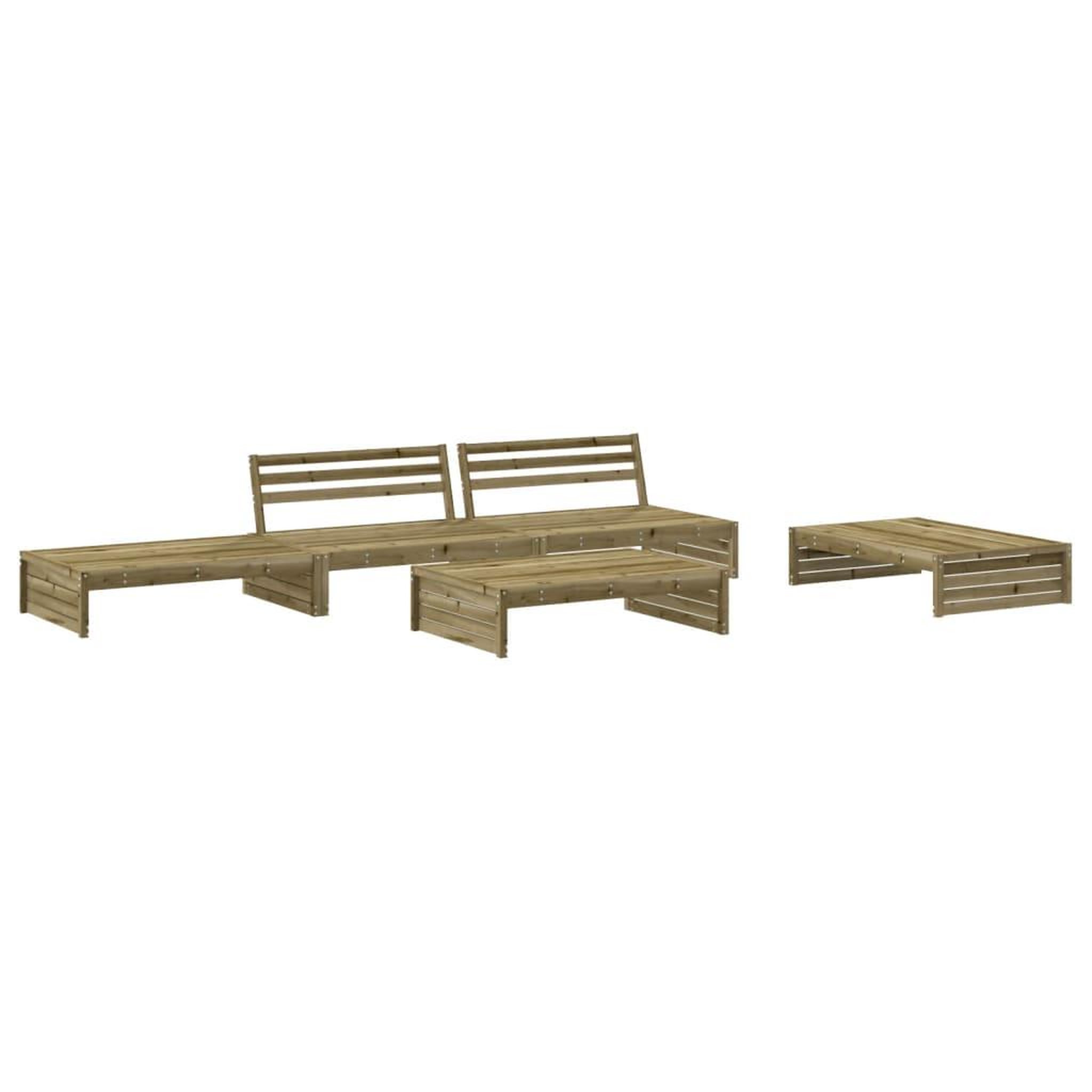 Voir la diapositive 3 : VIDAXL Salon de jardin 5 pcs avec coussins bois de pin impregne