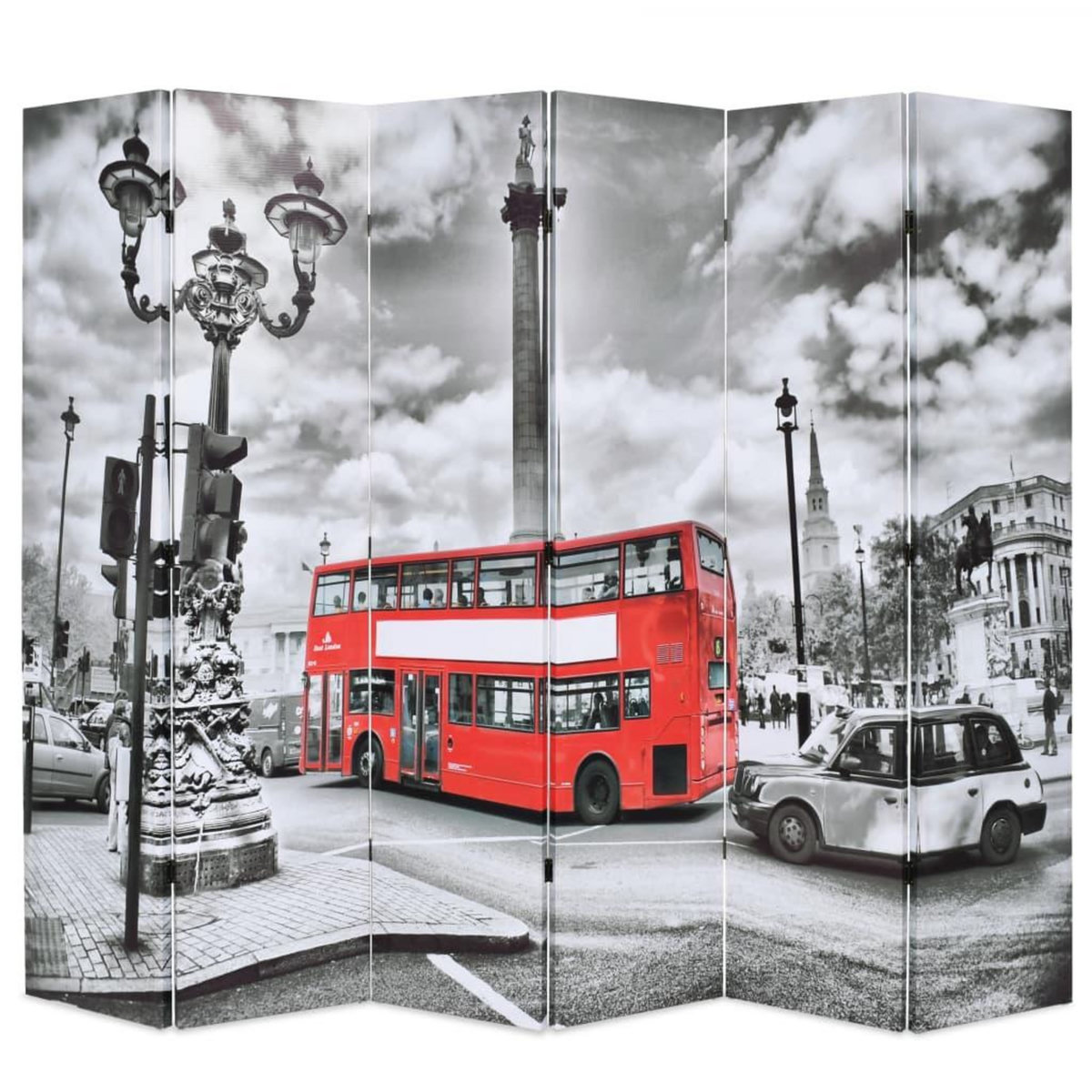 VIDAXL Cloison de separation 228 x 170 cm Bus londonien Noir et blanc