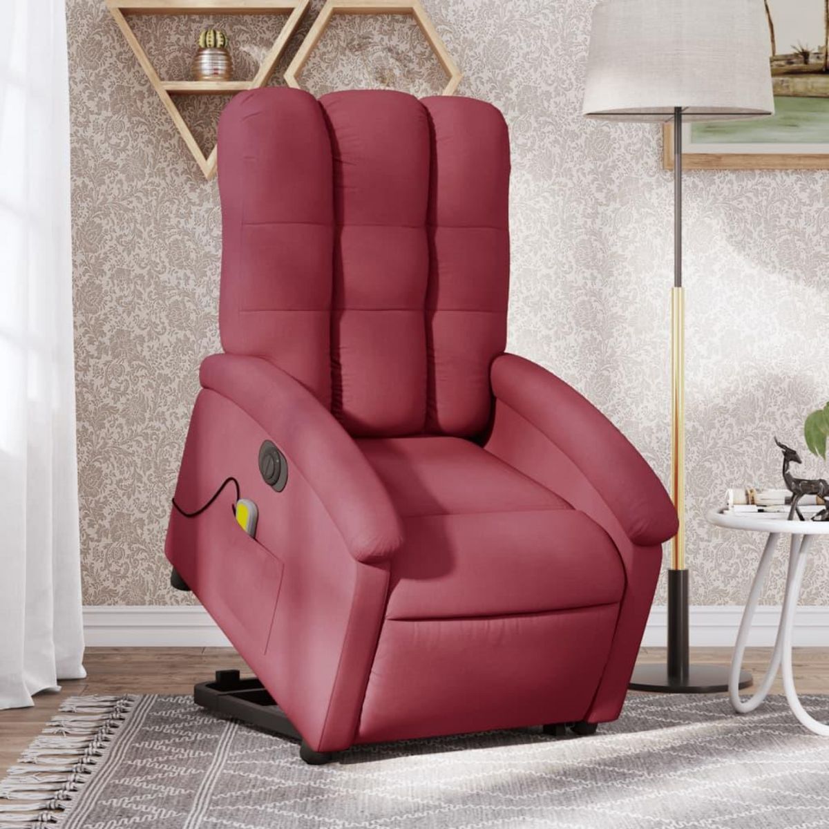 VIDAXL Fauteuil inclinable de massage electrique Rouge bordeaux Tissu