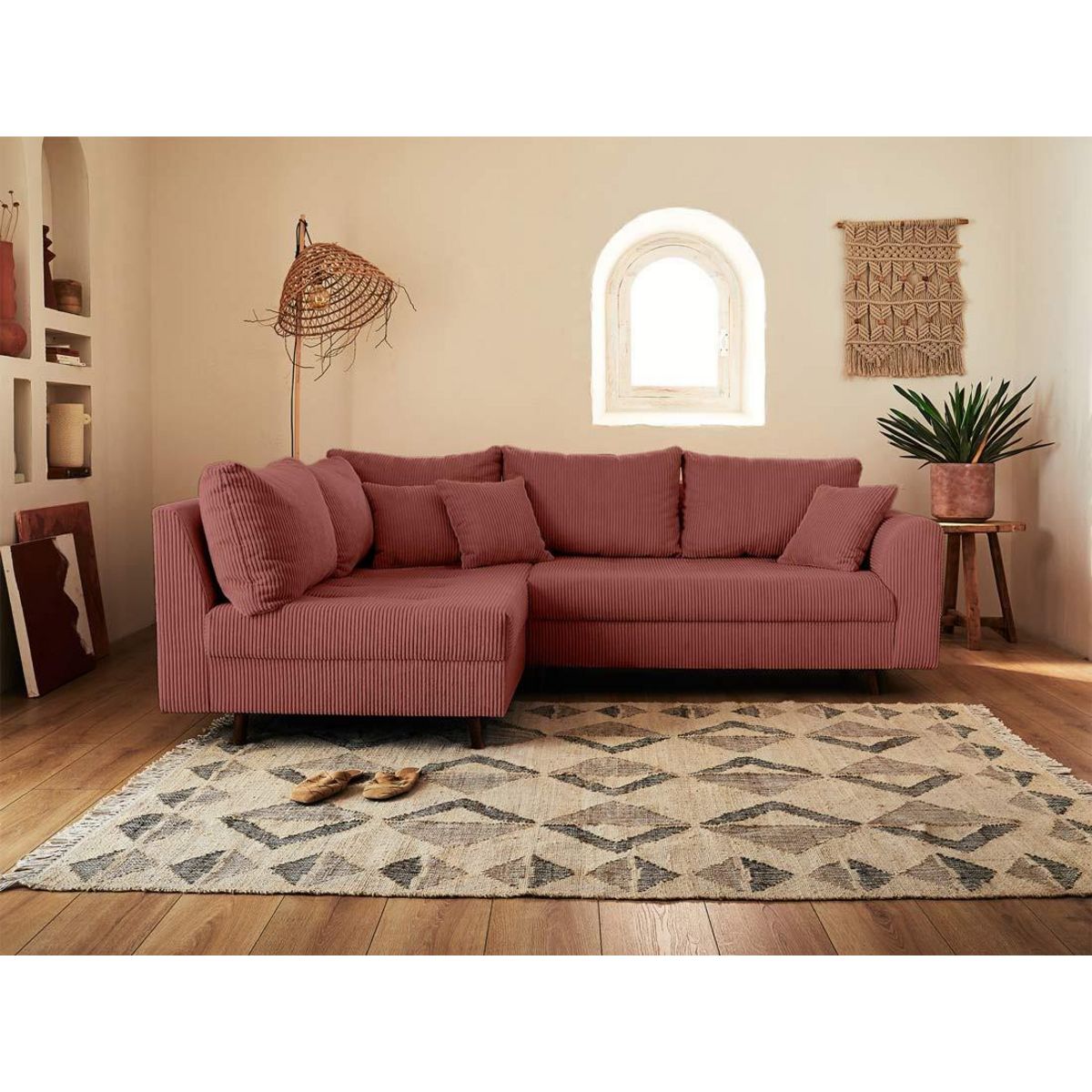 LISA DESIGN Rune - canapé d'angle gauche - 4 places - en velours côtelé