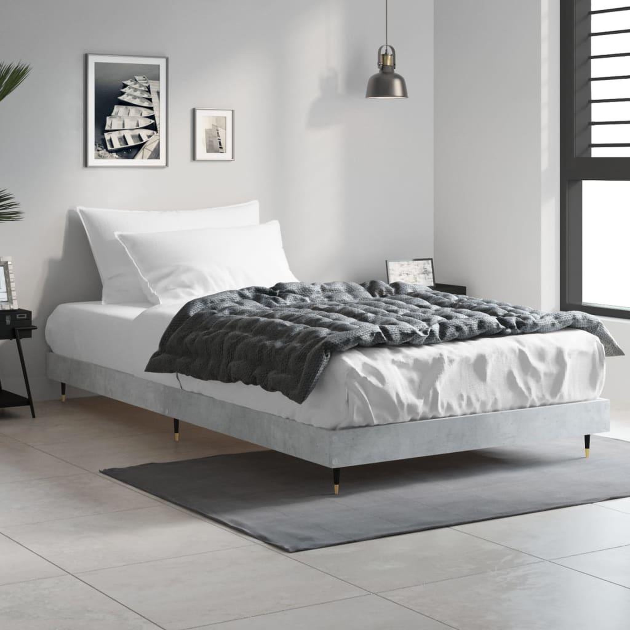 Voir la diapositive 3 : VIDAXL Cadre de lit sans matelas gris beton 90x200 cm
