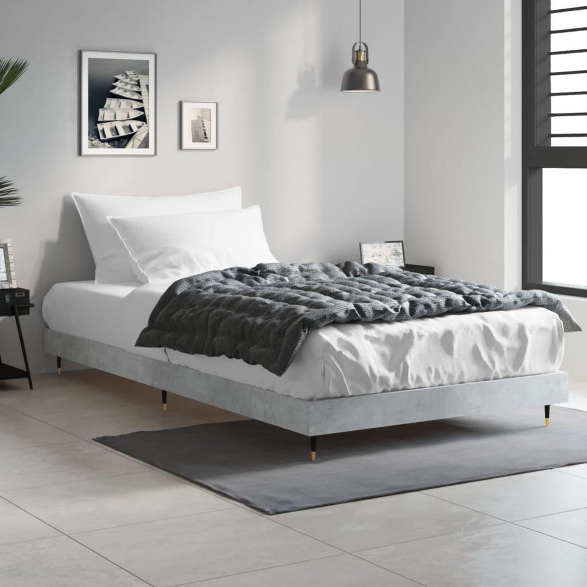 VIDAXL Cadre de lit sans matelas gris beton 90x200 cm