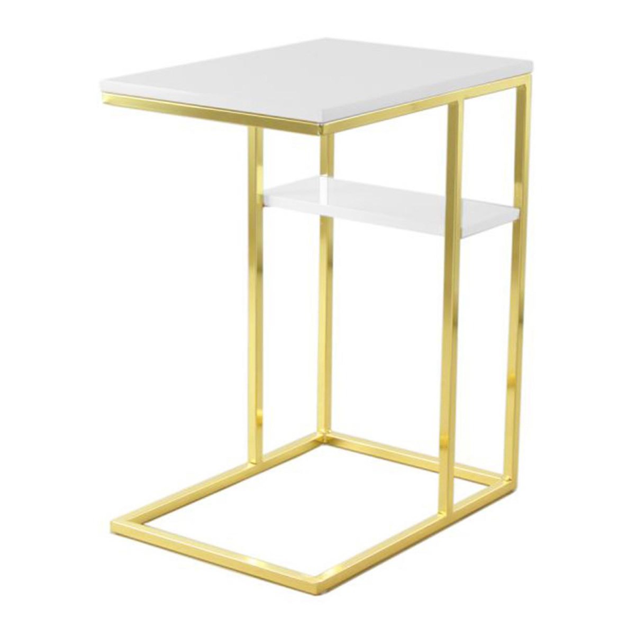 Paris Prix Table d'Appoint Design  Maud  60cm Blanc & Or
