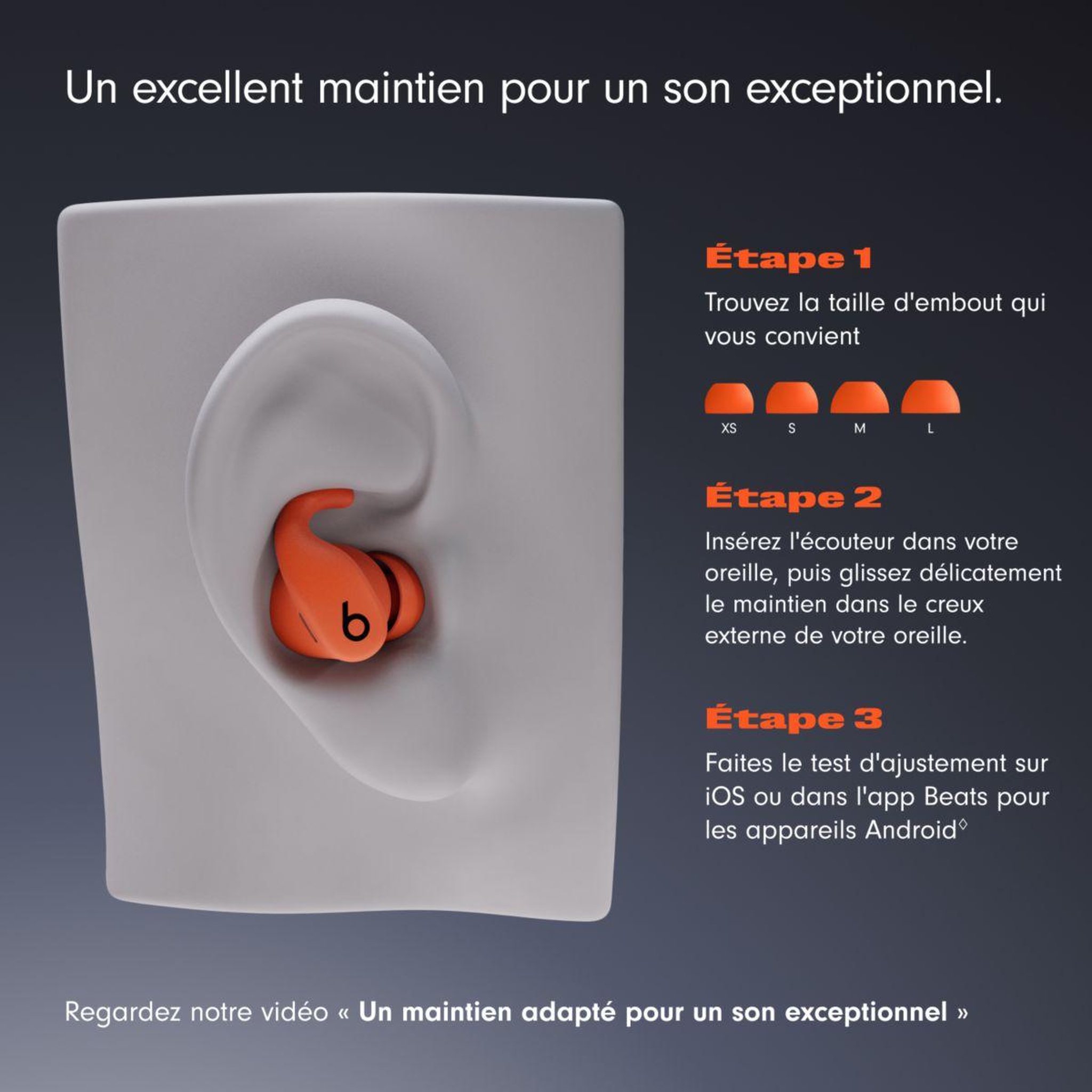 Voir la diapositive 3 : BEATS Ecouteurs sport powerbeats fit orange