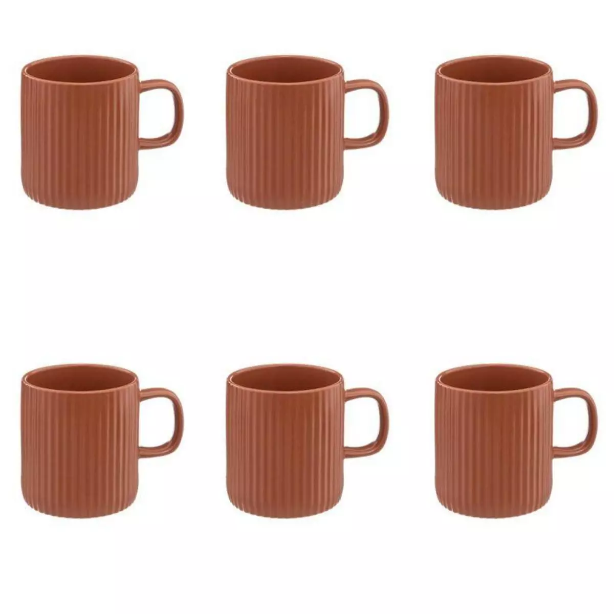  Lot de 6 Mugs  Côtelé  35cl Terracotta
