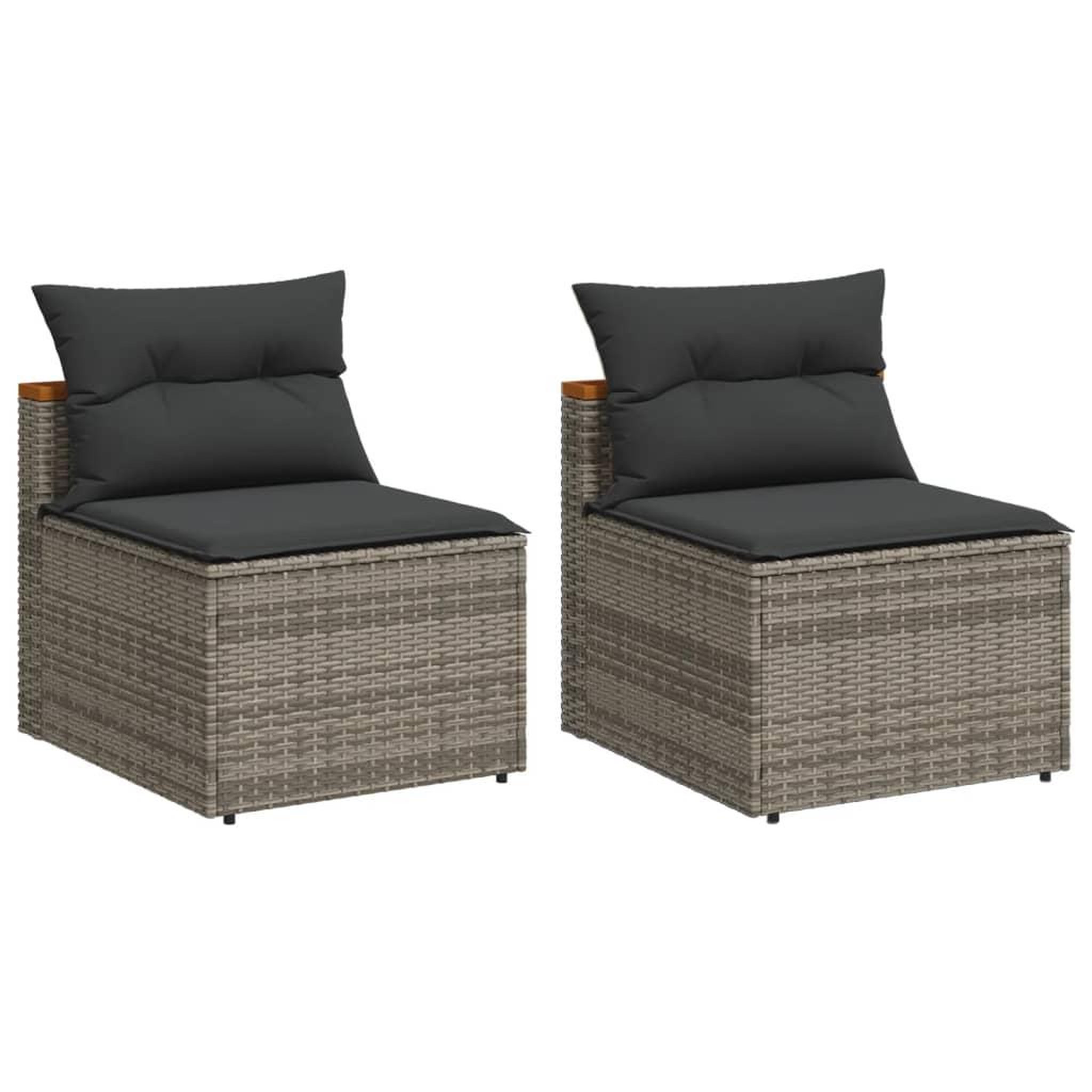 Voir la diapositive 2 : VIDAXL Canapes de jardin sans accoudoirs avec coussins 2 pcs gris