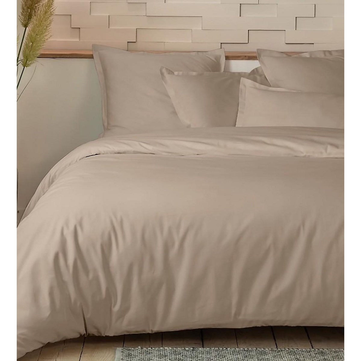 Home collection Parure de couette 100%percale de coton 80 fils/cm2-uni lin