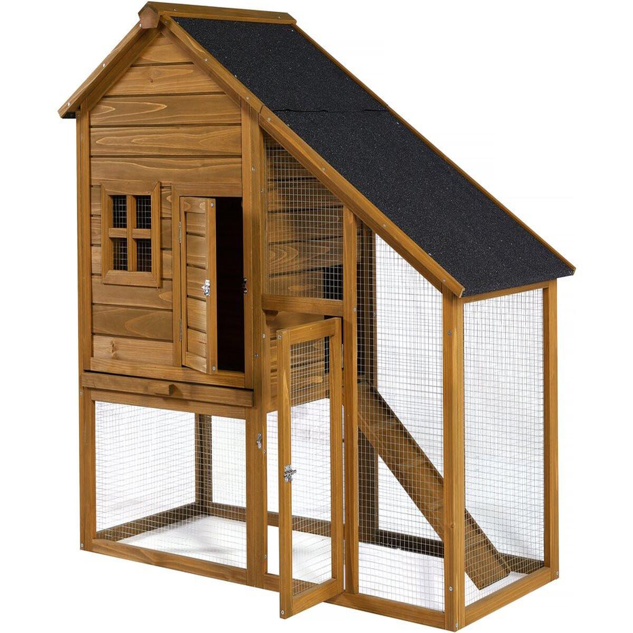 Voir la diapositive 3 : Habitat et Jardin Poulailler  Lily  avec pondoir en bois - Marron