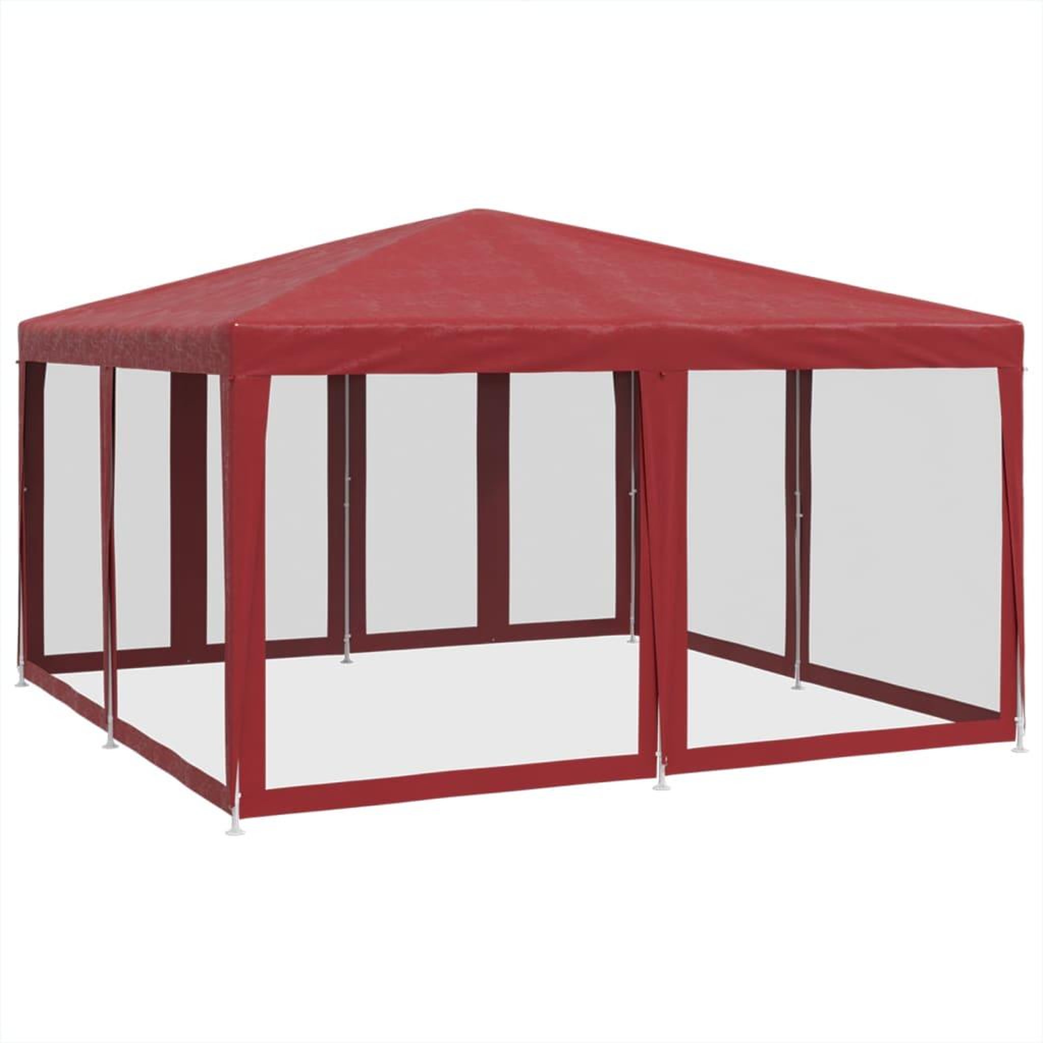 Voir la diapositive 5 : VIDAXL Tente de fete avec 8 parois laterales en maille rouge 4x4m PEHD