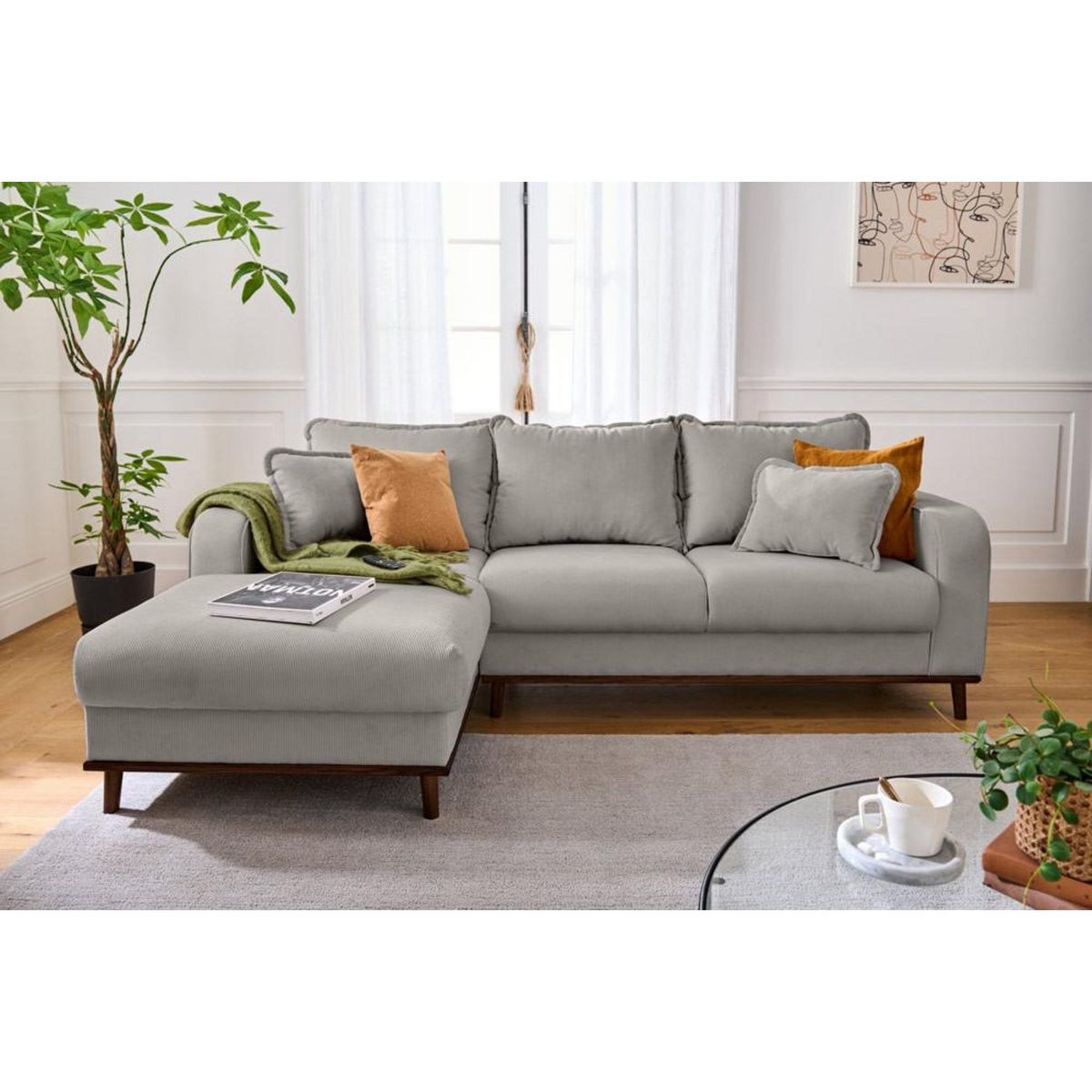 LISA DESIGN Albane - canapé d'angle gauche - 4 places - en velours côtelé