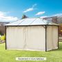 Voir la diapositive 2 : OUTSUNNY Parois latérales de rechange barnum tonnelle 3 x 4 m - 2 systèmes d'attache boucles ou crochets - bâches de rechange zippées, avec velcro d'attache - polyester beige
