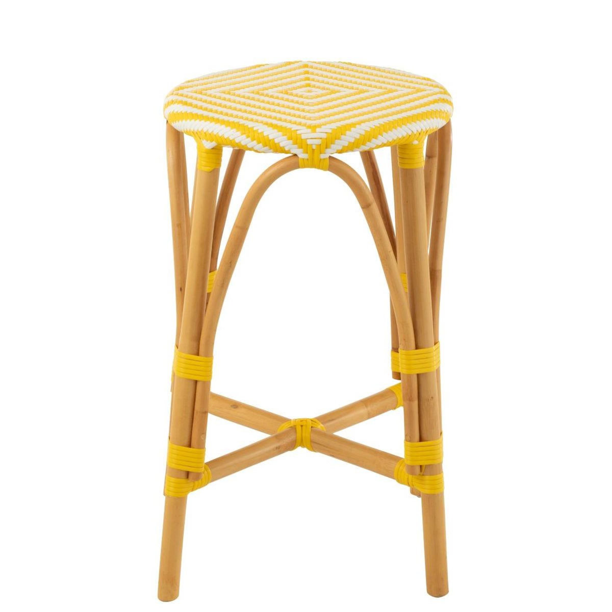 Paris Prix Tabouret de Bar en Rotin  Danial  65cm Jaune