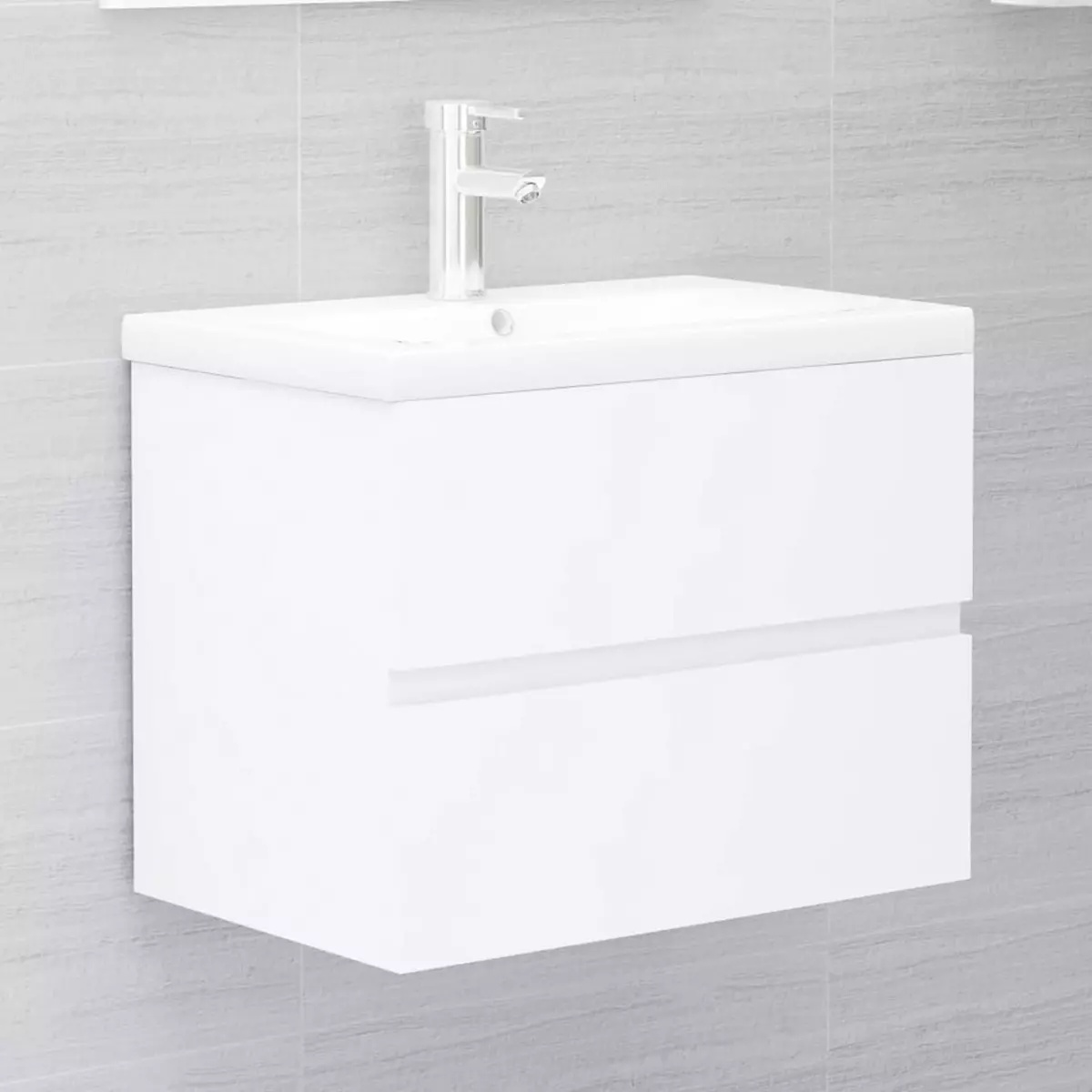VIDAXL Armoire d'evier avec lavabo integre Blanc Agglomere