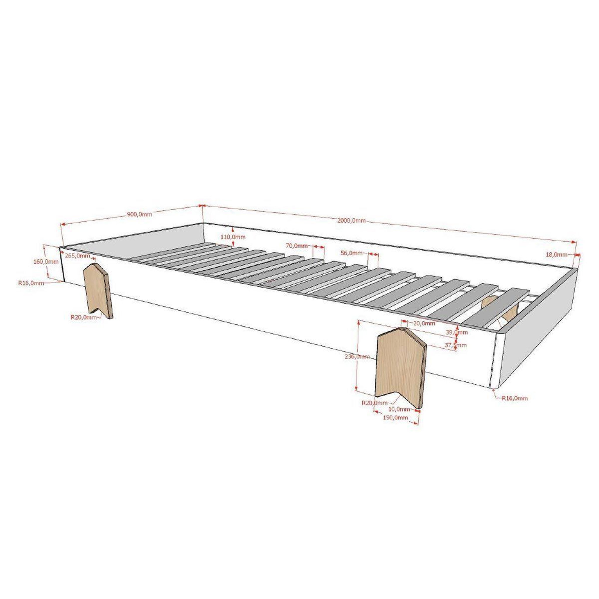 Voir la diapositive 4 : Paris Prix Lit enfant en bois  modulo arrow ii  90x200cm blanc