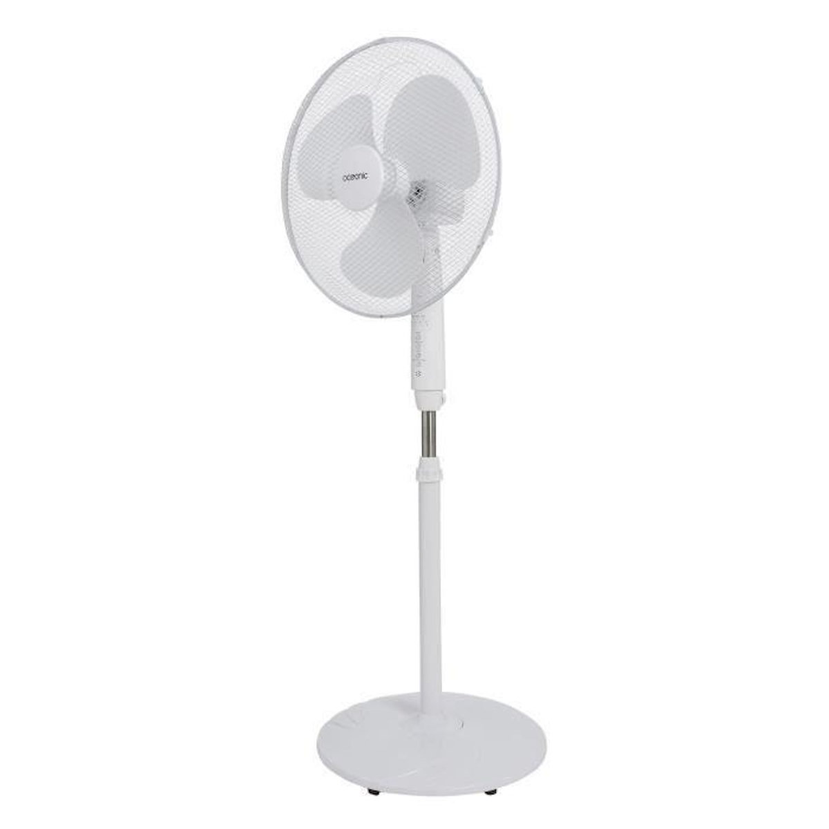 OCEANIC Ventilateur de pied OCEANIC - 45 W - Ø 44 cm - 3 vitesses - Oscillant - Inclinable - Blanc