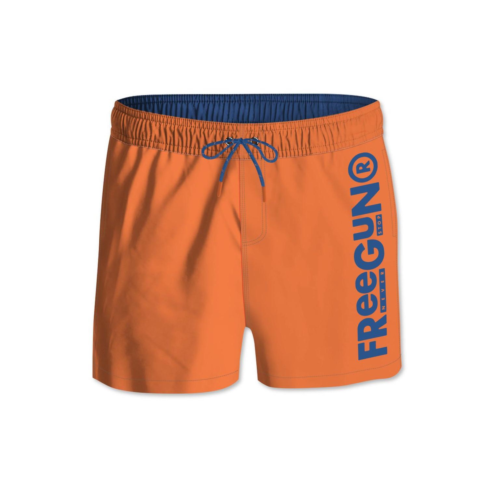 FREEGUN Boardshort court enfant ceinture tout-élastiquée. Coloris disponibles : Orange
